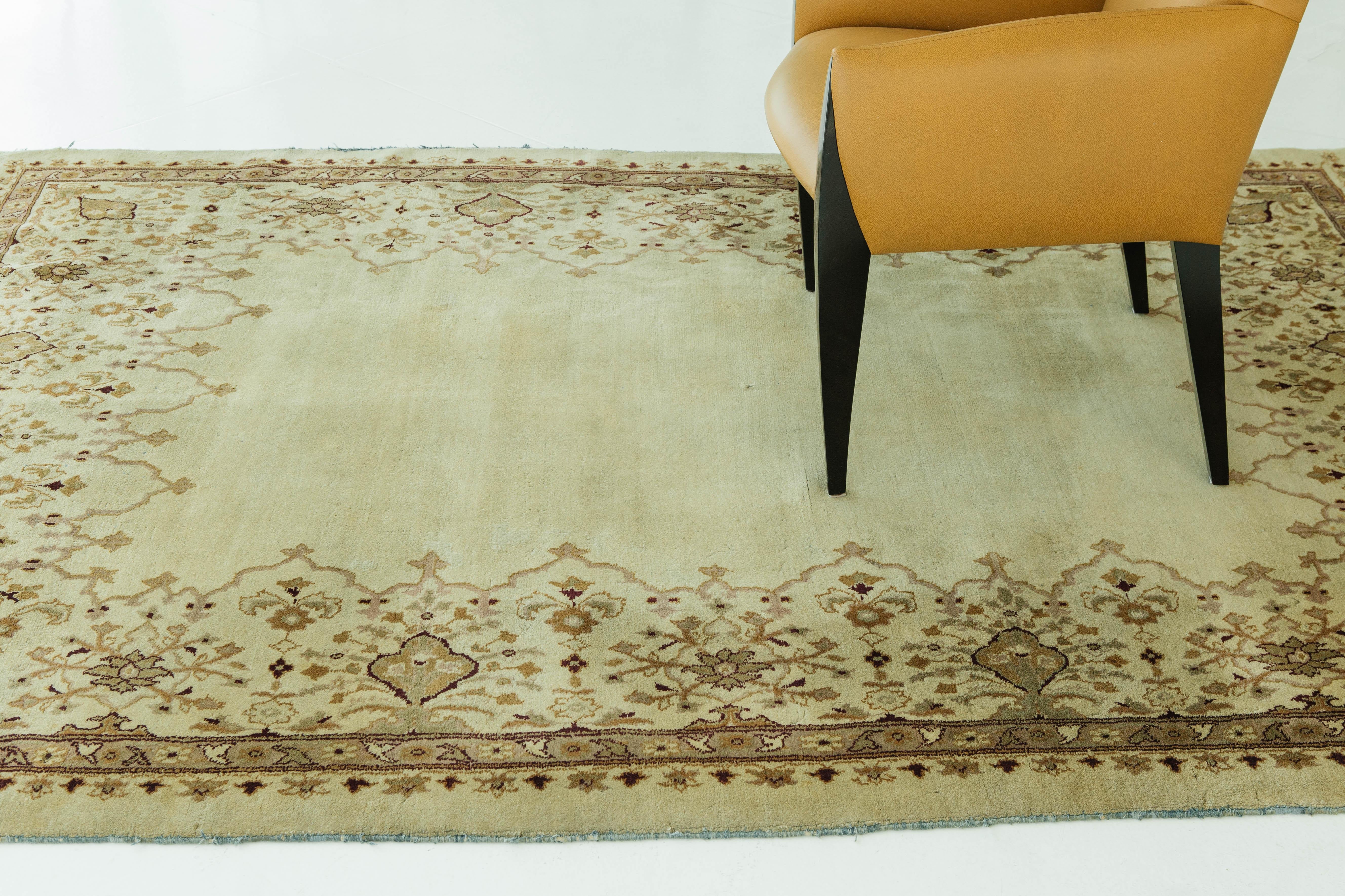 Antique Persian Amritsar Open Field Rug In Good Condition For Sale In WEST HOLLYWOOD, CA