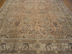 1930s Peach Geometric Antique Persian Tabriz Carpet 8'5" x11'9" Wool Rug Knotted