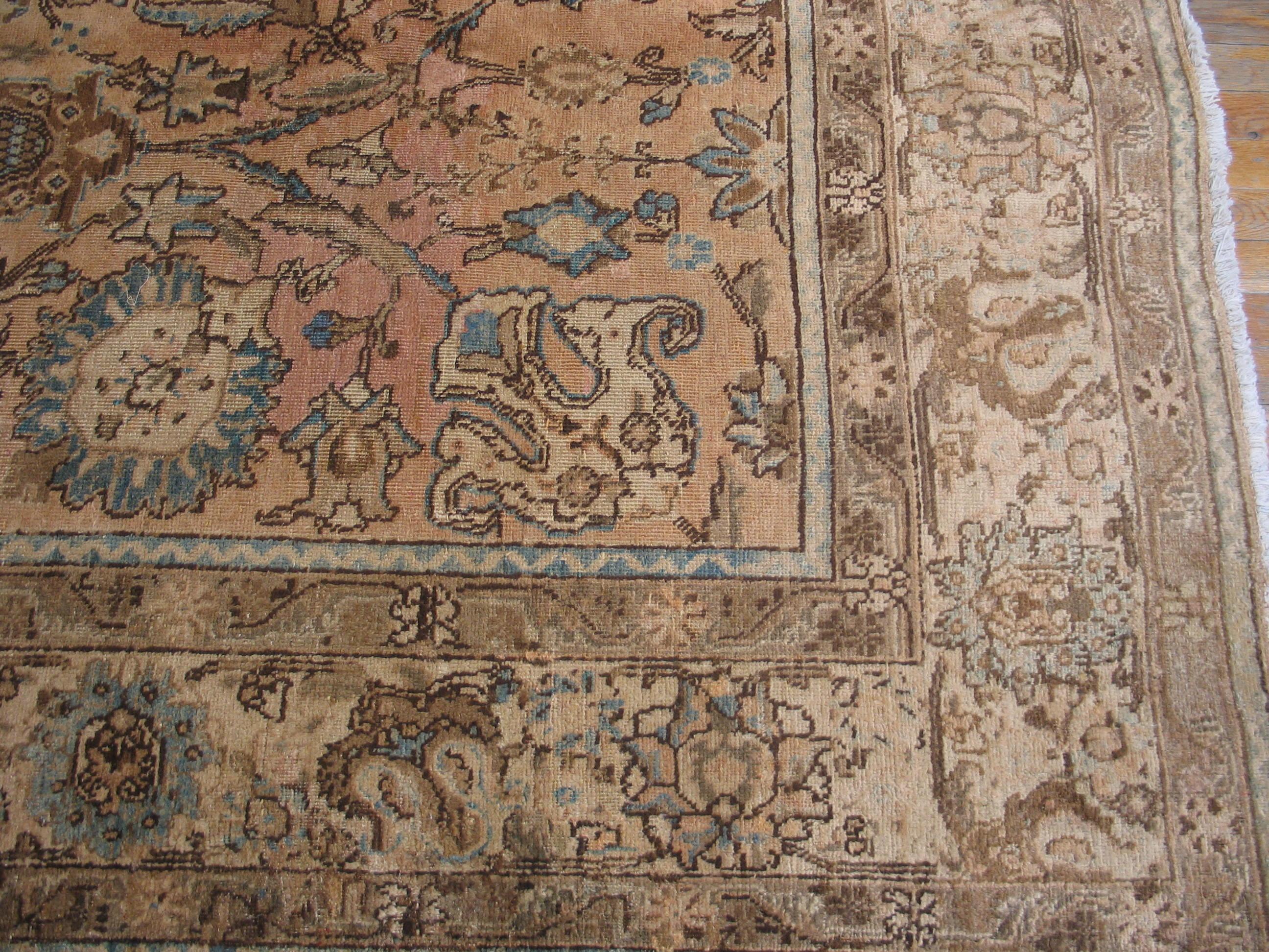 Wool 1930s Persian Tabriz Carpet ( 8'5