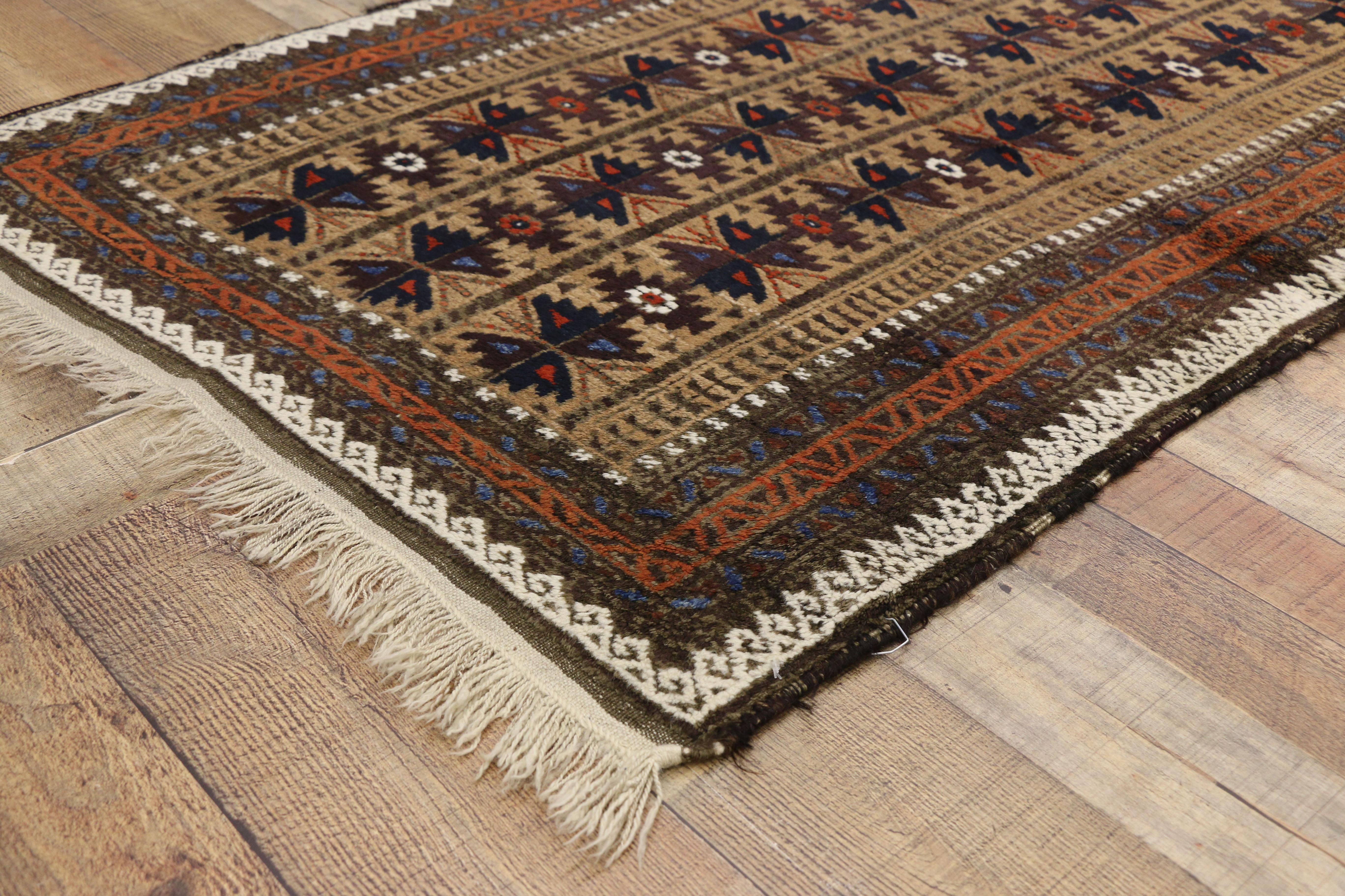 Noué à la main Ancien tapis persan ancien Baluch Tree of Life, tapis d'entrée ou de foyer de style tribal en vente
