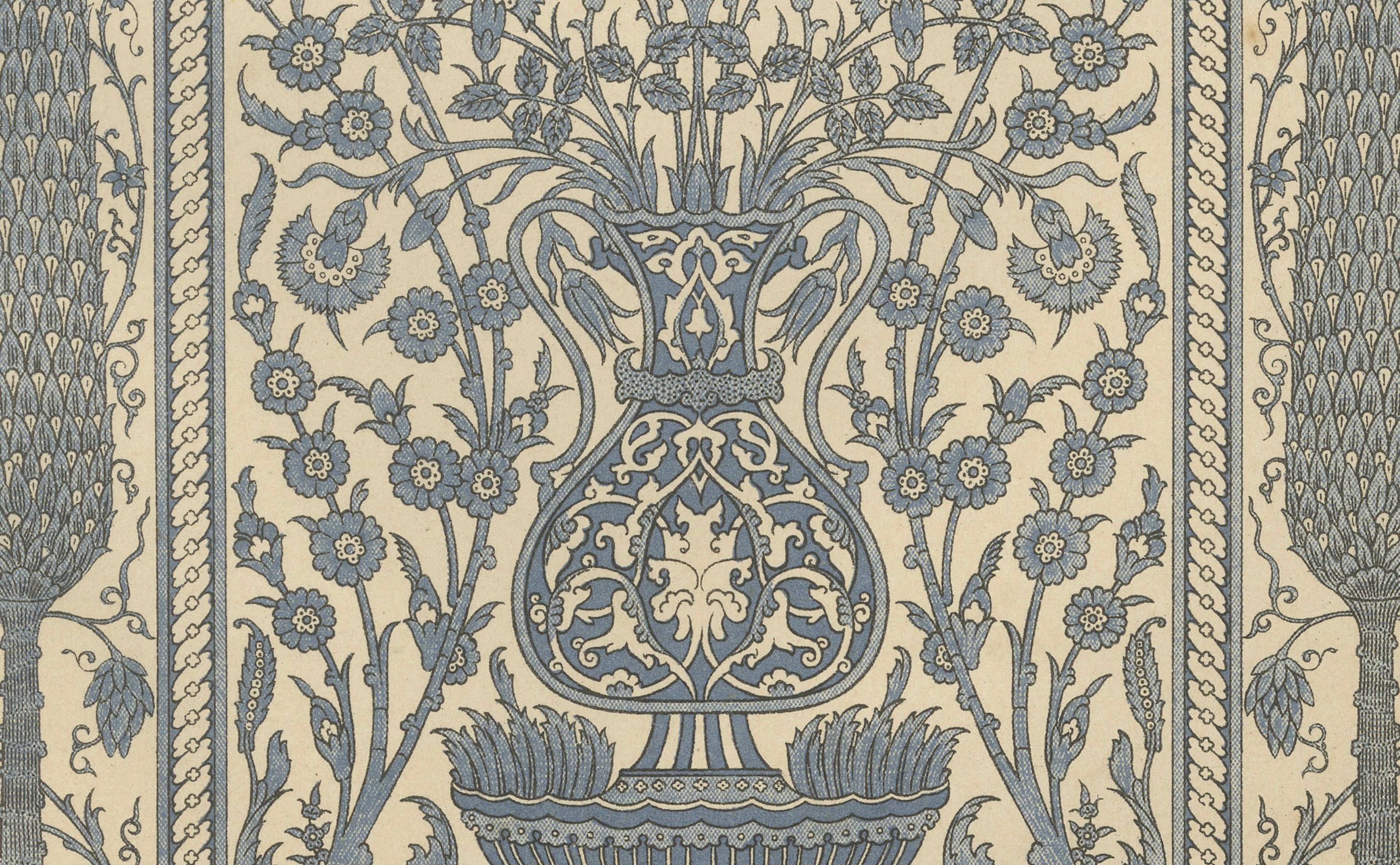 Ancien motif de carreaux persans- arabes en céramique émaillée bleue Bon état - En vente à Langweer, NL