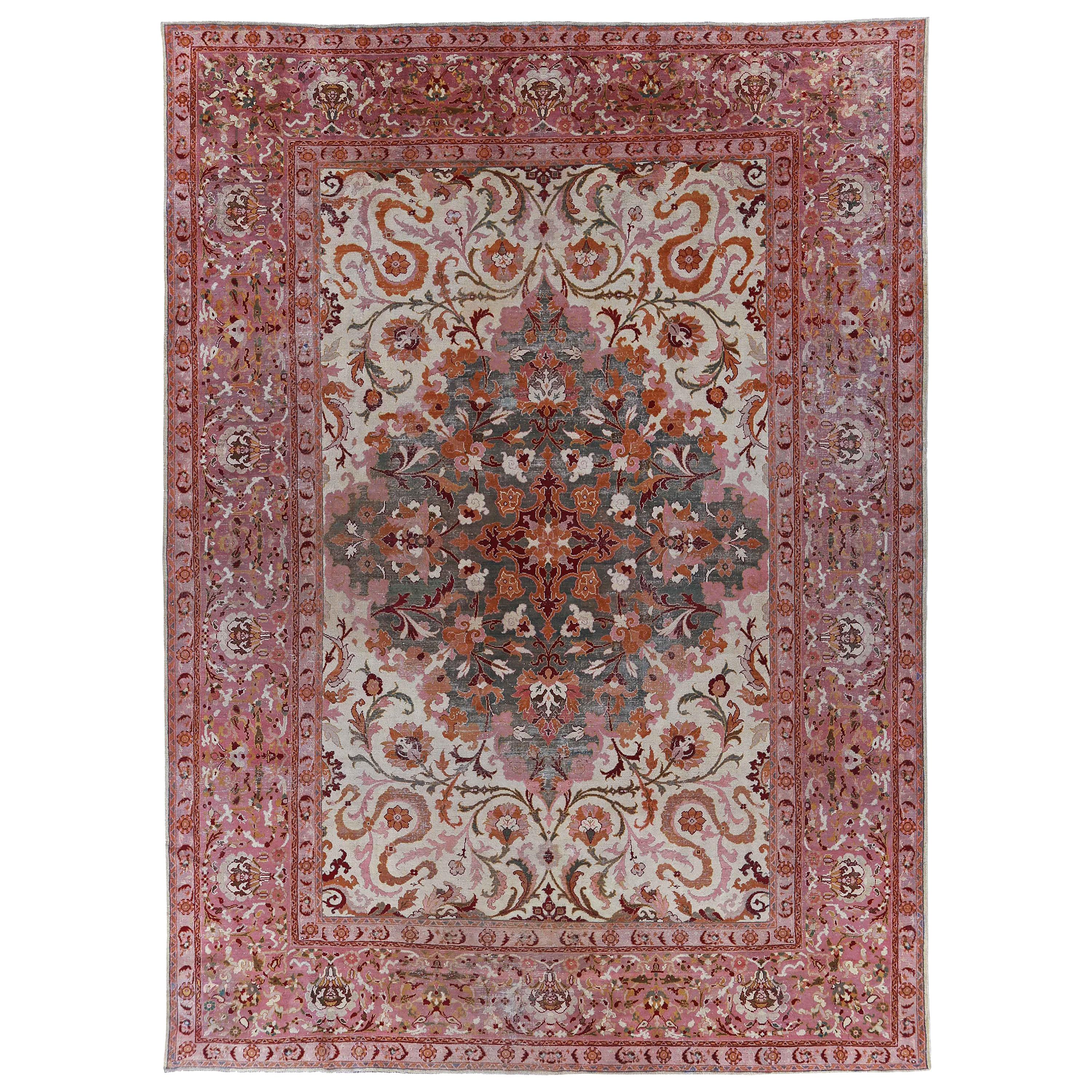 Tapis persan ancien à motif Agra en vente