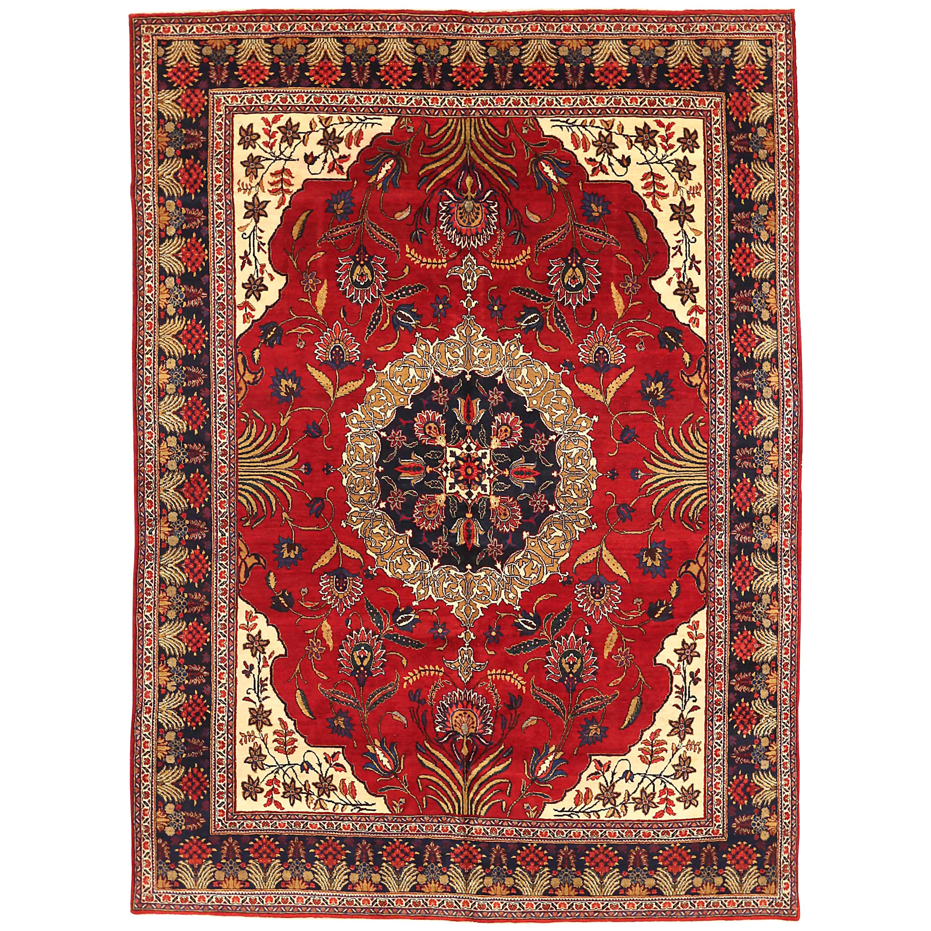 Antique Persian Area Rug Ardabil Design