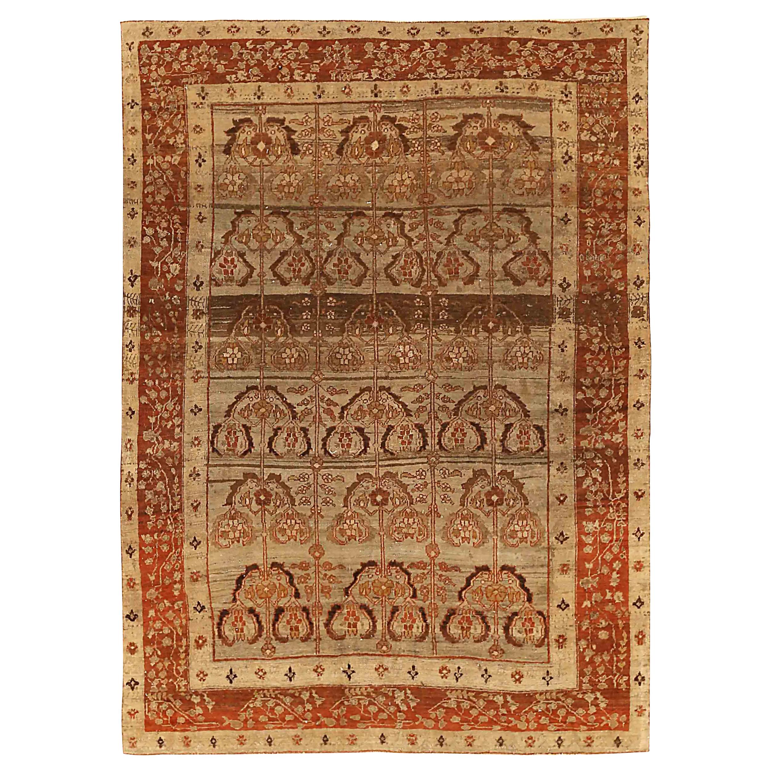 Antique Persian Area Rug Art Deco Design