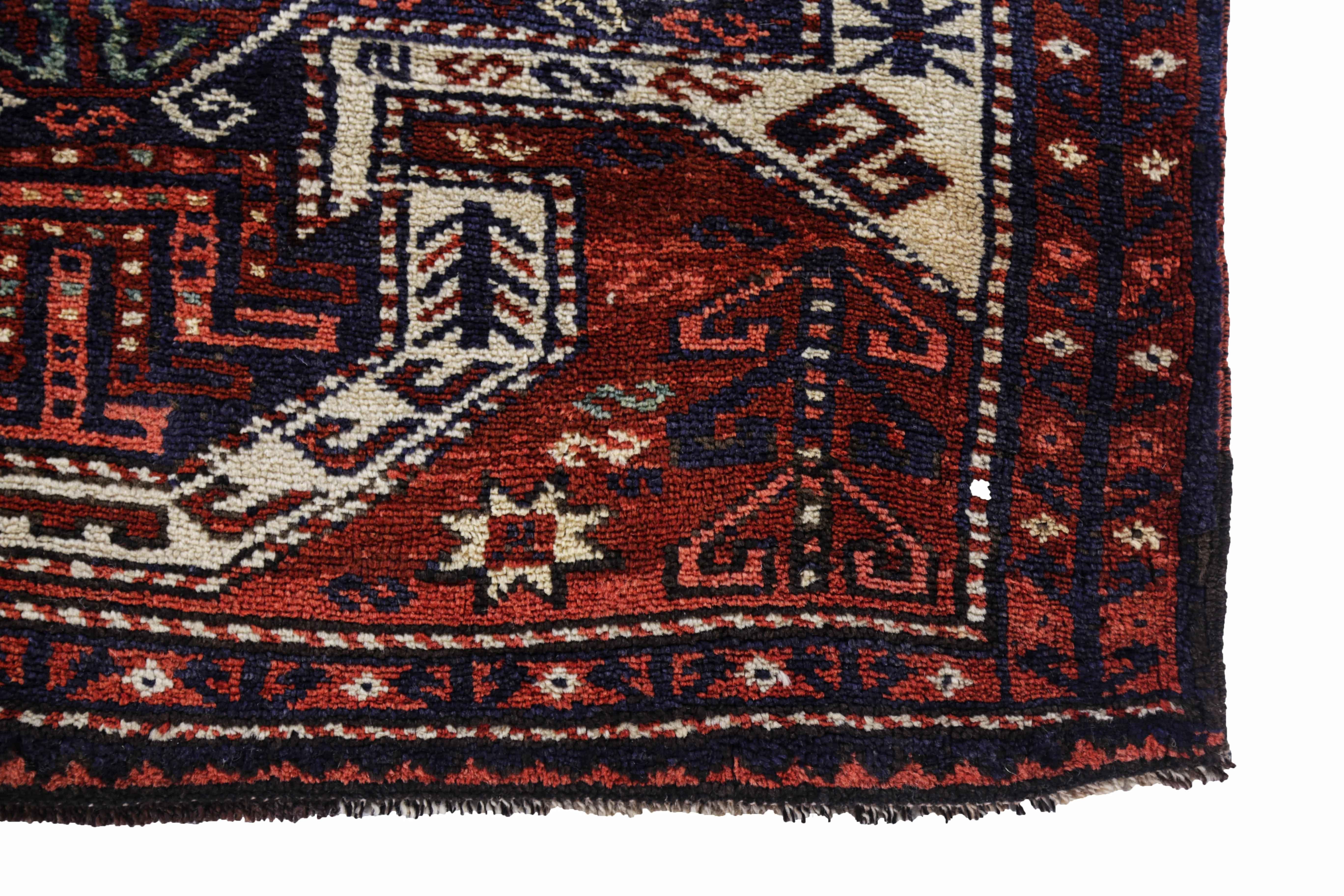 Hand-Woven Antique Persian Area Rug Azerbaijan Design For Sale