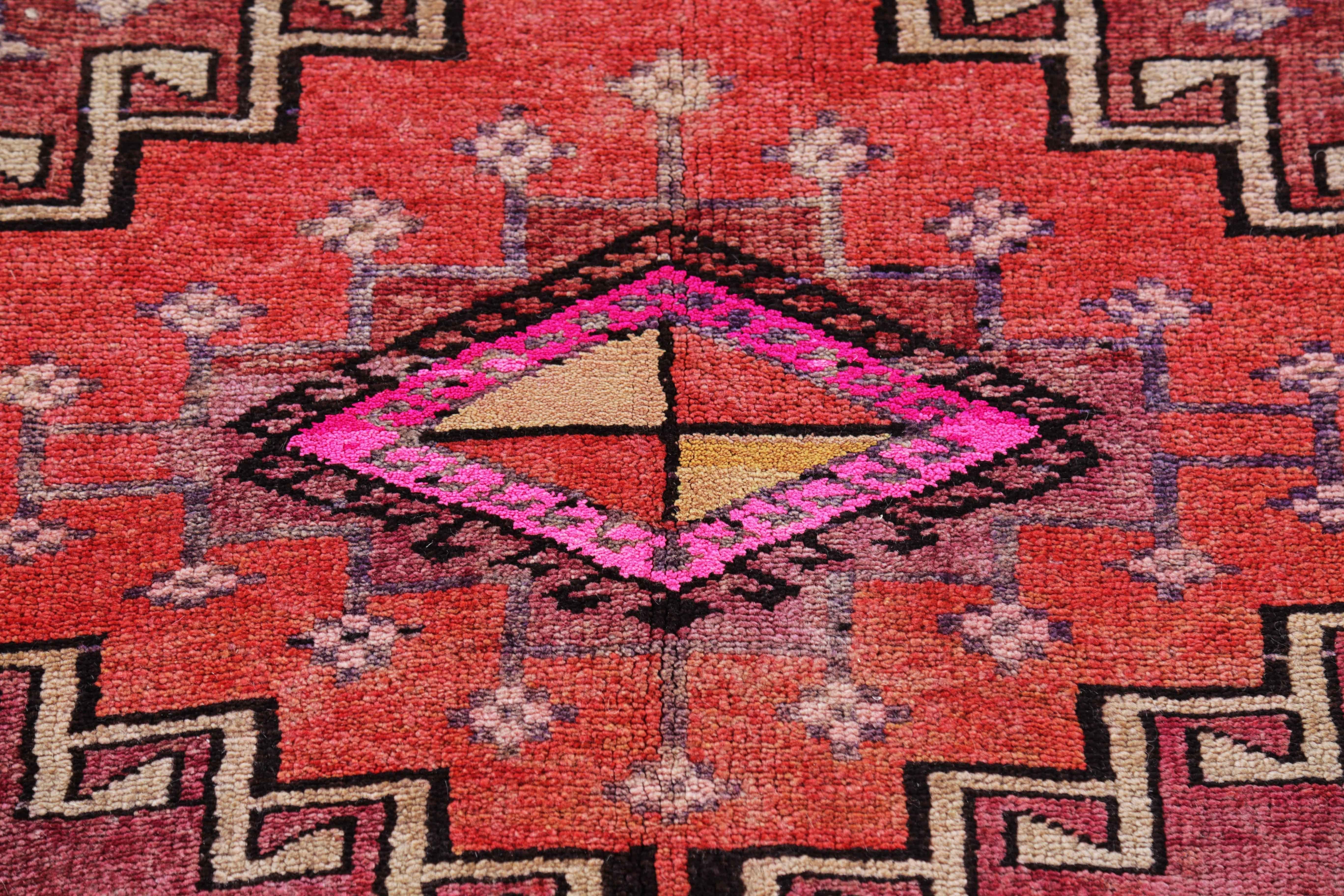 Hand-Woven Antique Persian Area Rug Azerbaijan Design For Sale