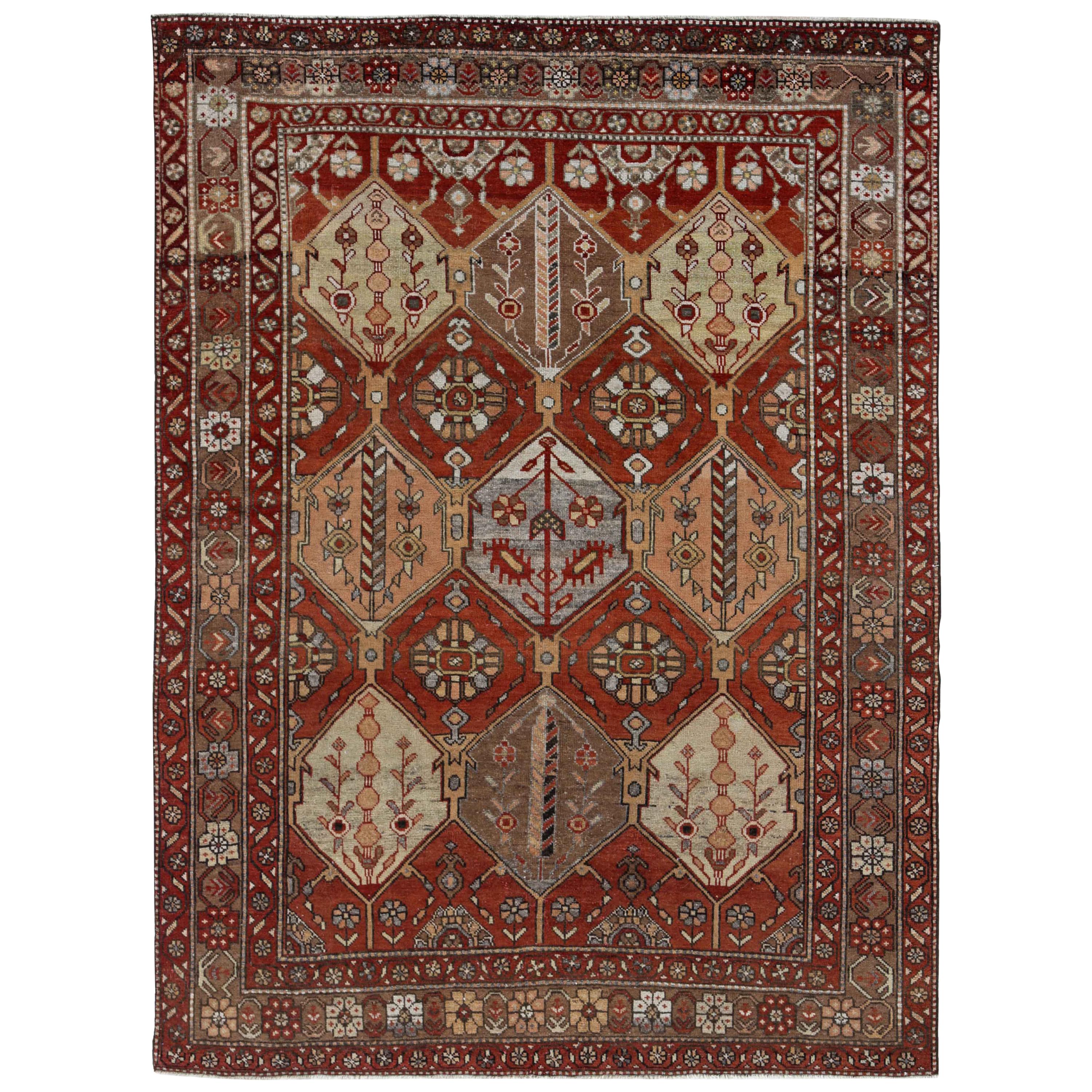 Antique Persian Area Rug Bakhtiar Design For Sale