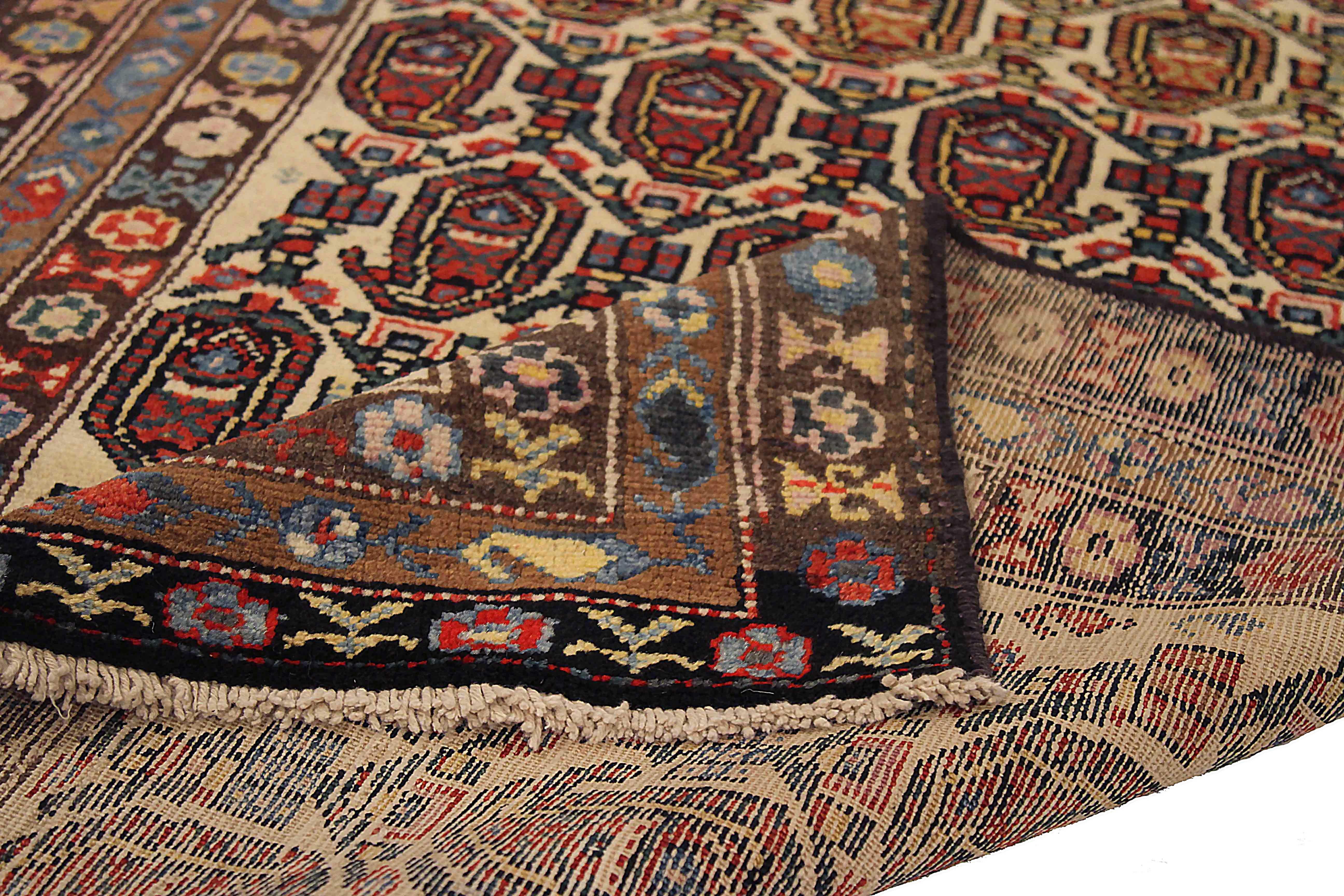 Hand-Woven Antique Persian Area Rug Bakhtiar Design For Sale