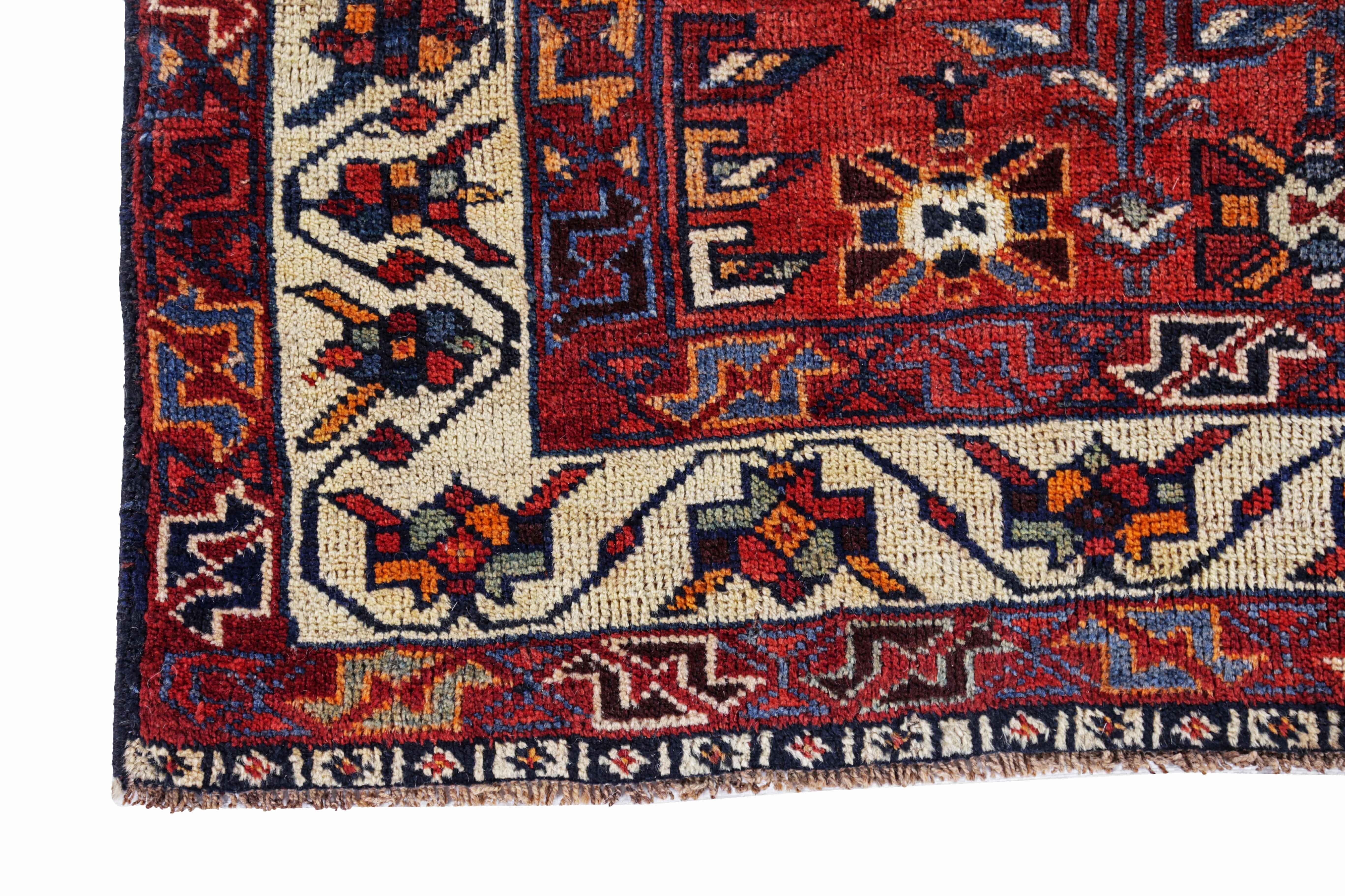 Hand-Woven Antique Persian Area Rug Bakhtiar Design For Sale