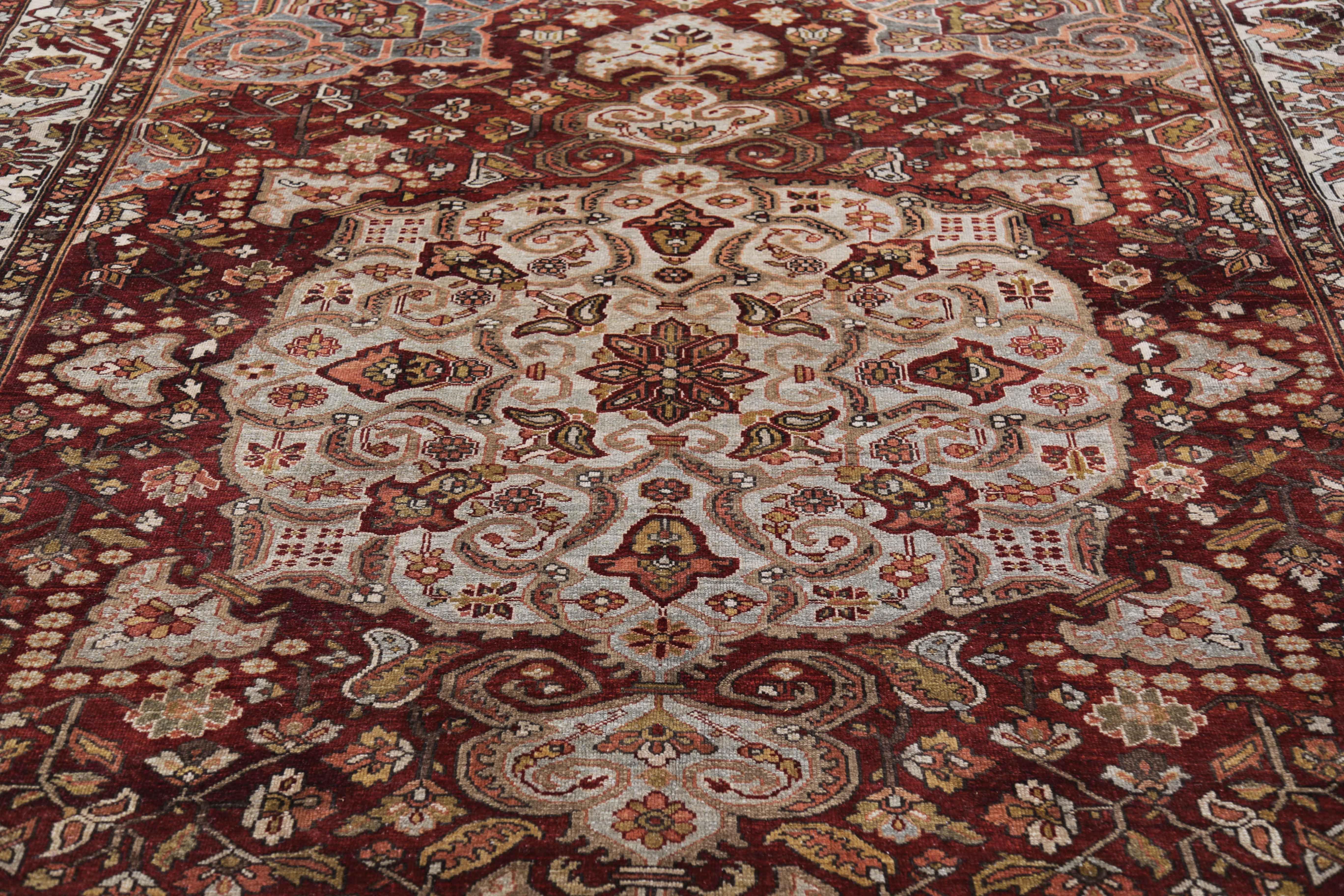 Hand-Woven Antique Persian Area Rug Bakhtiar Design For Sale