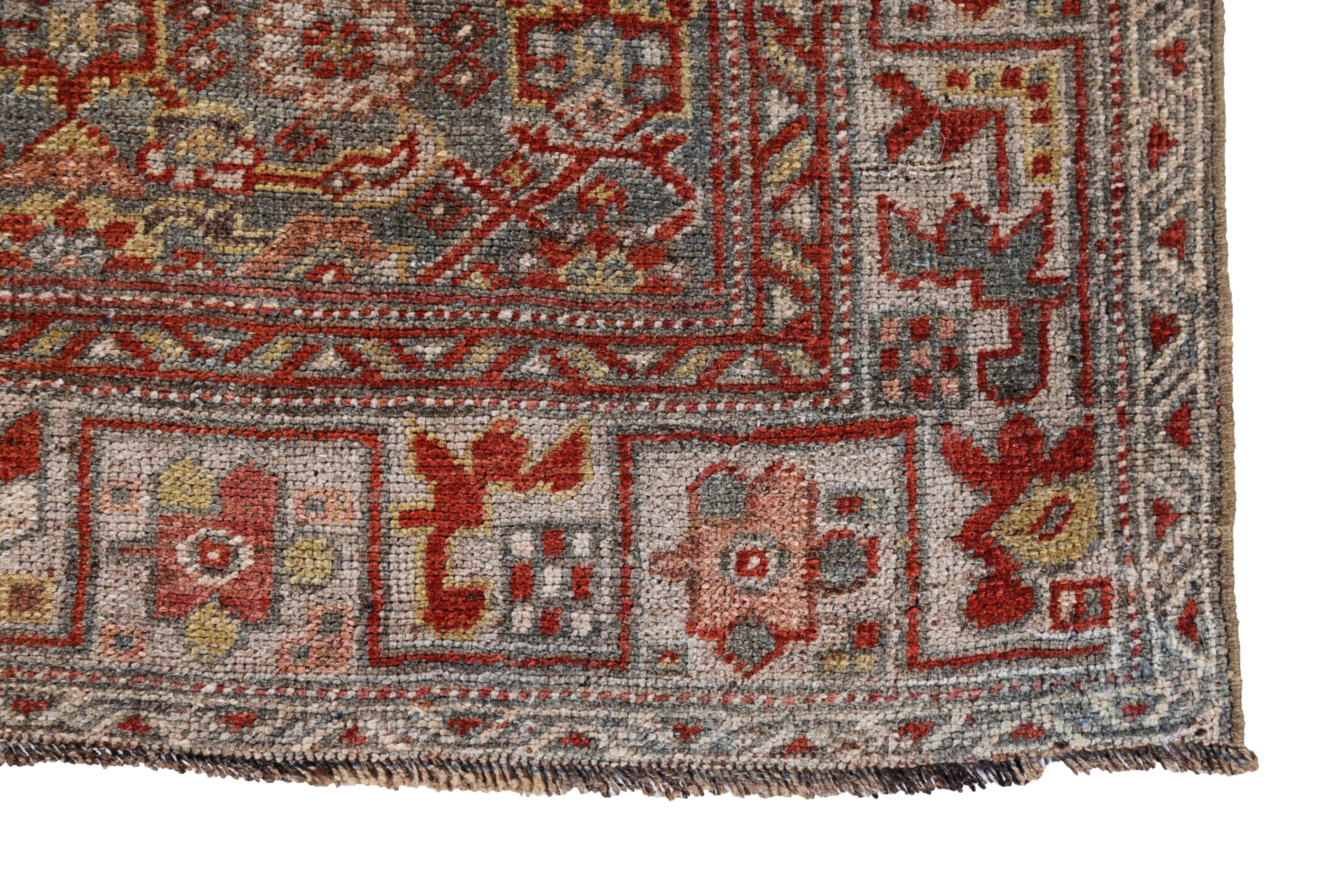 Hand-Woven Antique Persian Area Rug Bijar Design For Sale