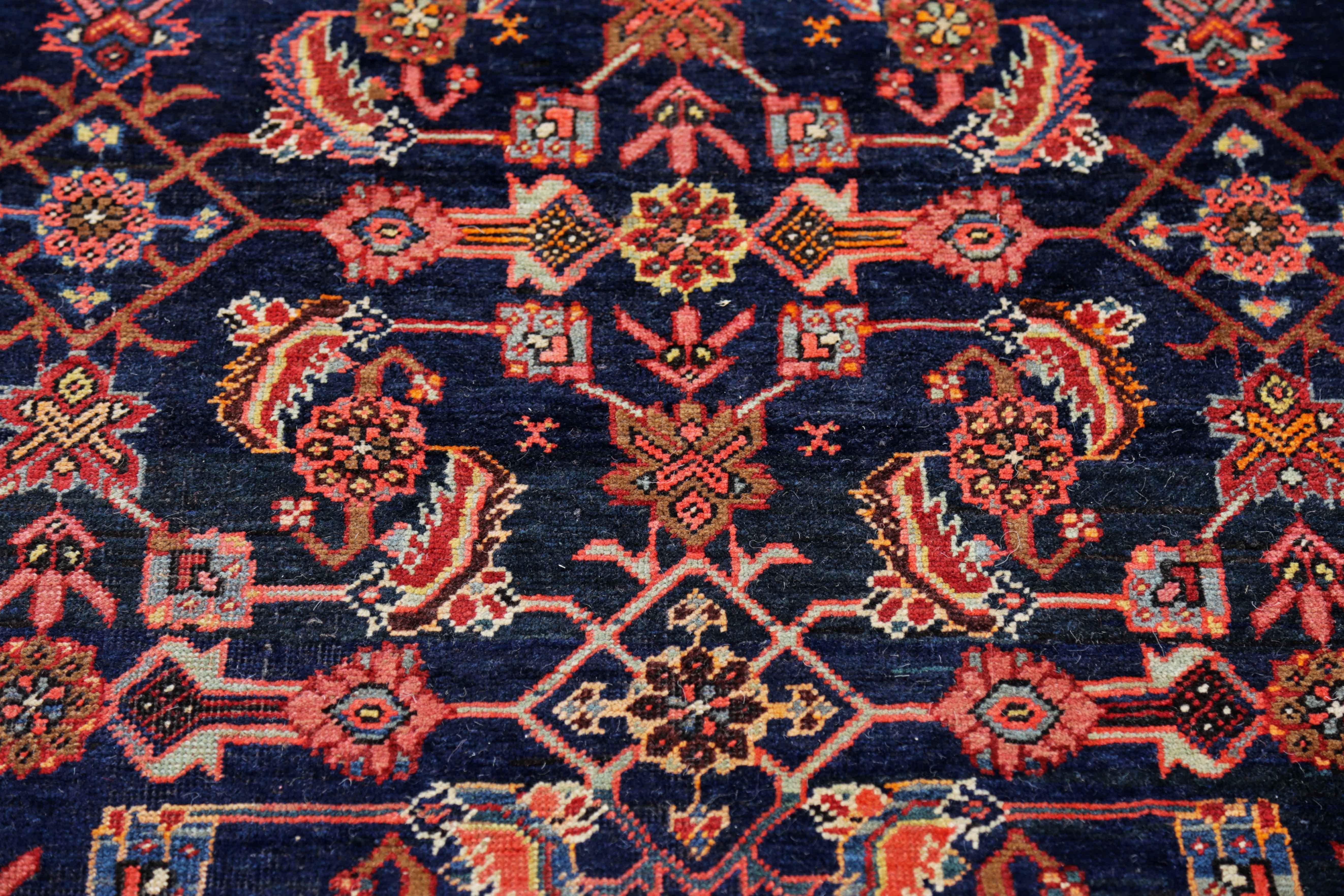 Hand-Woven Antique Persian Area Rug Bijar Design For Sale
