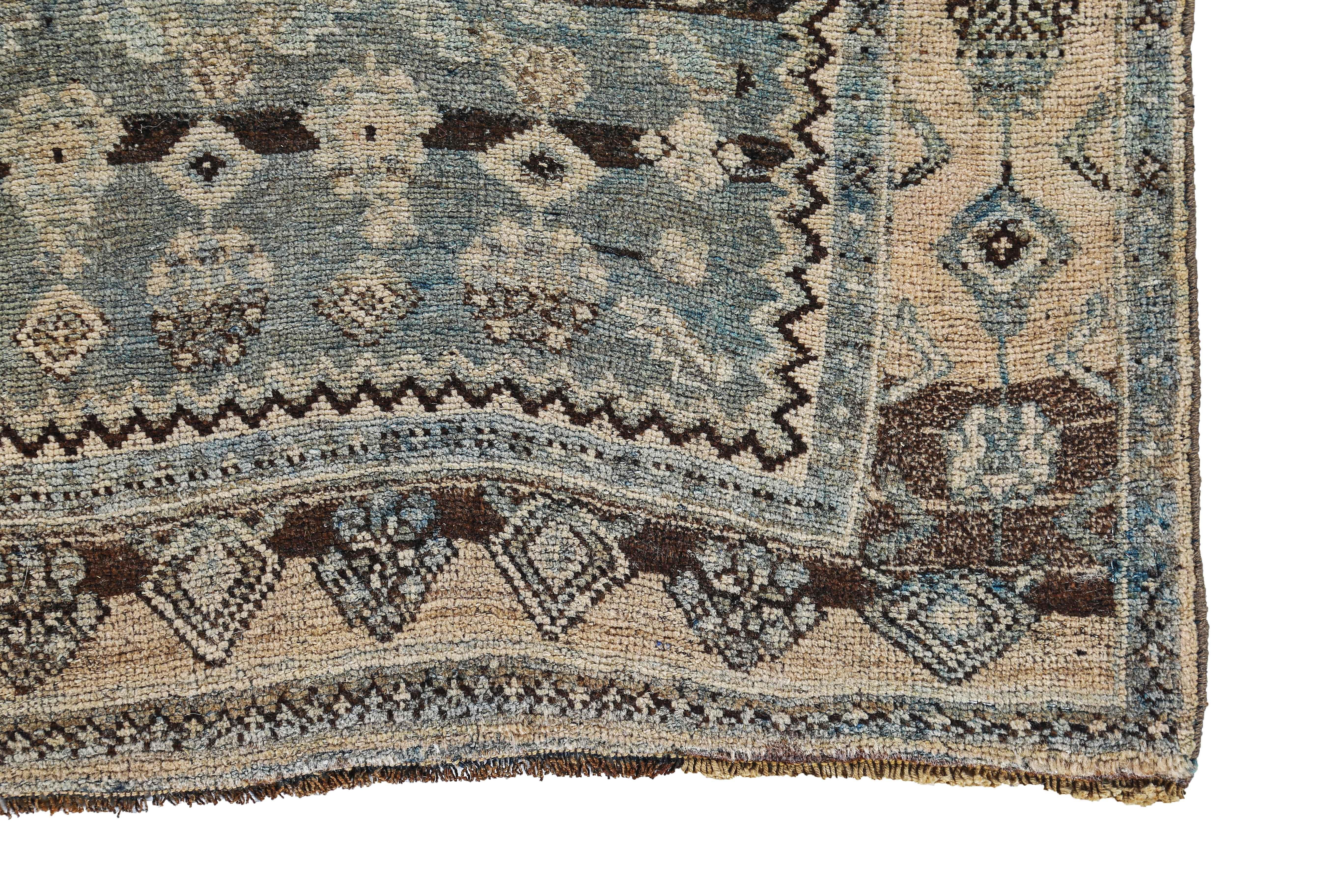 Hand-Woven Antique Persian Area Rug Bijar Design For Sale