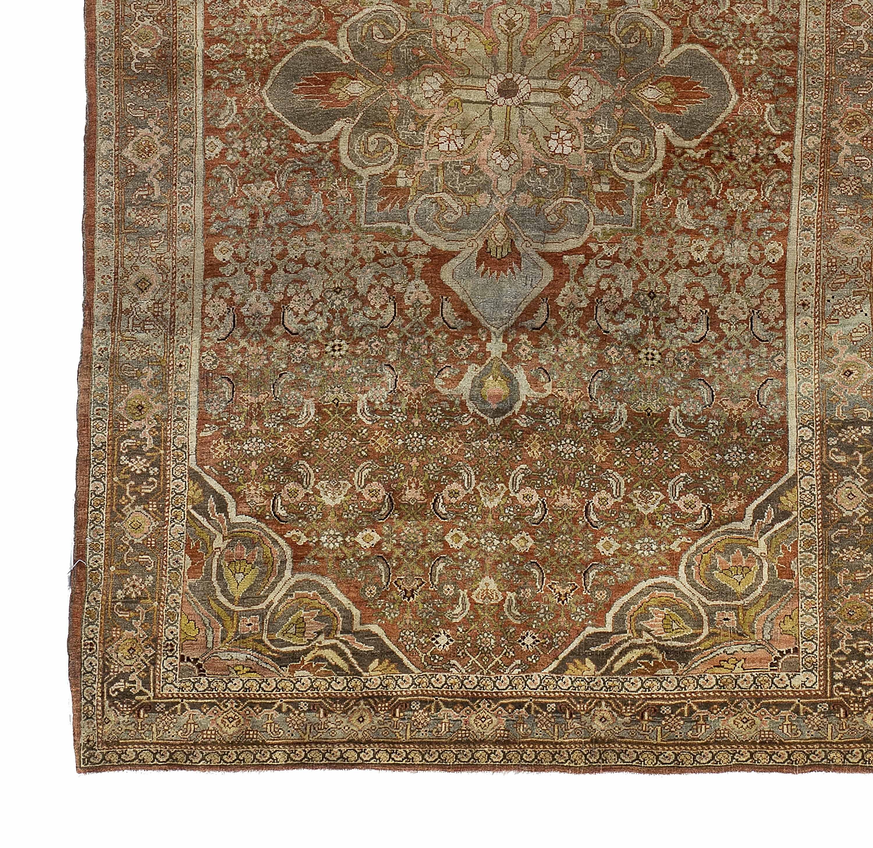 Other Antique Persian Area Rug Bijar Design For Sale