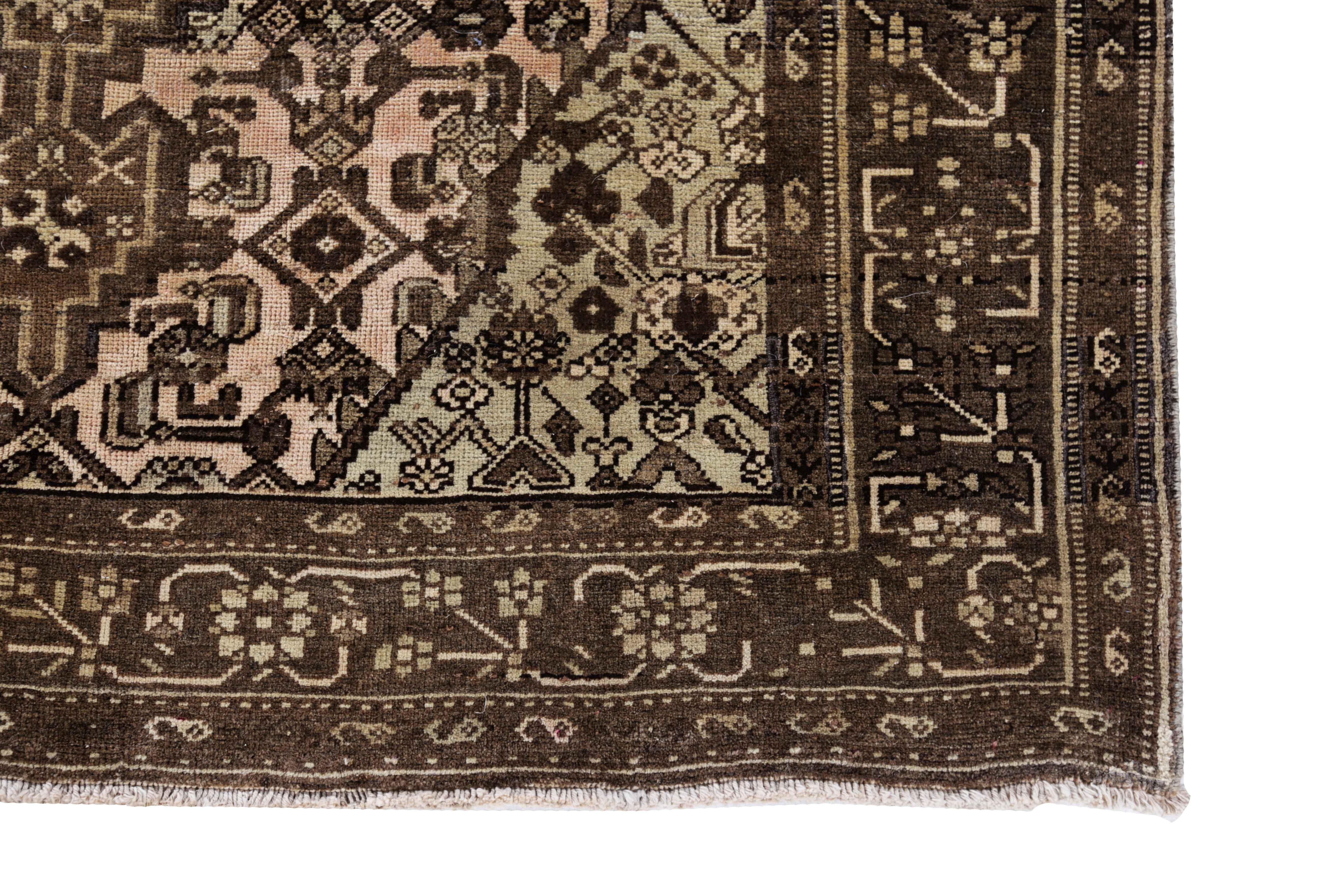 Hand-Woven Antique Persian Area Rug Bijar Design For Sale