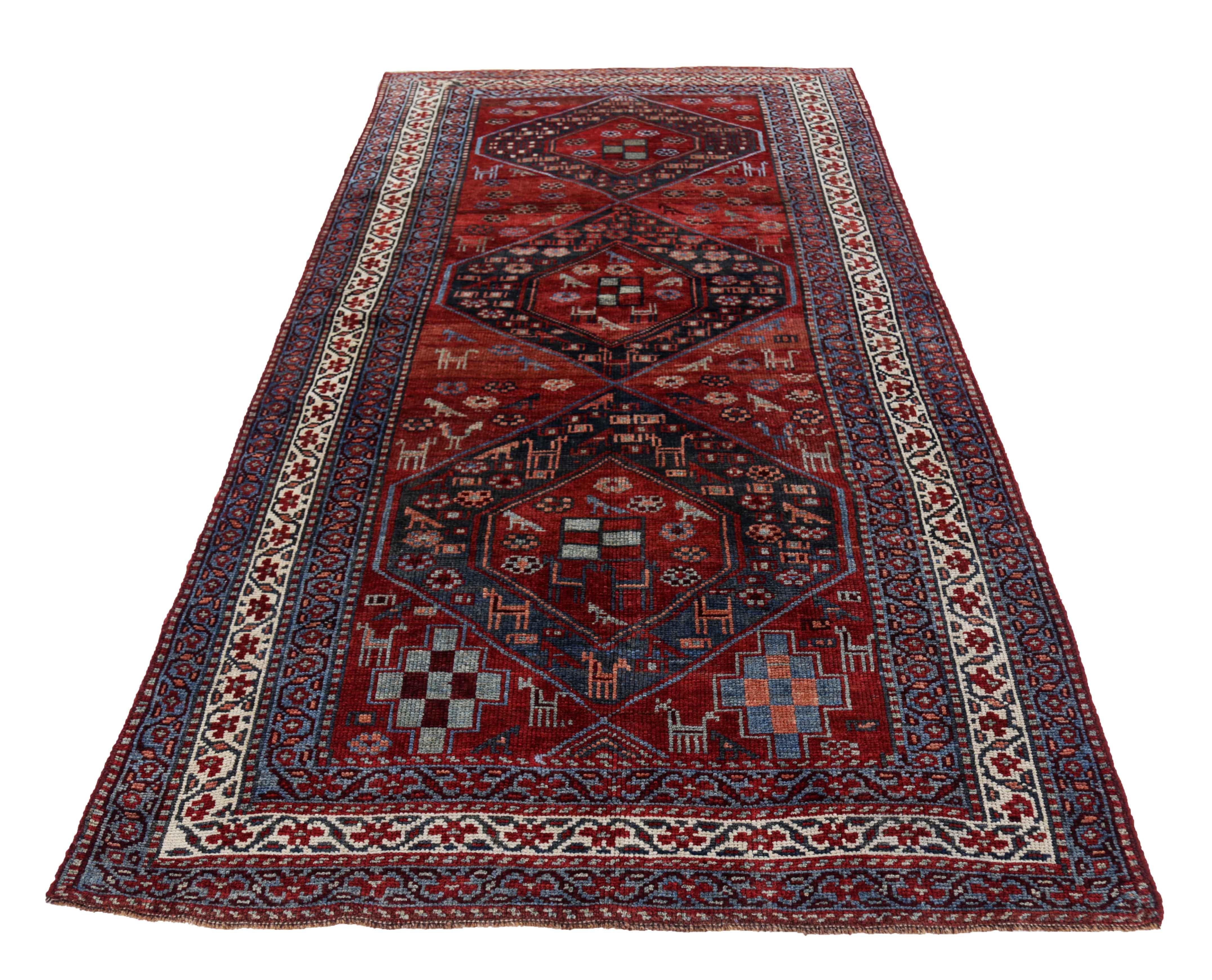 Antique Persian area rug handwoven from the finest sheep’s wool. It’s colored with all-natural vegetable dyes that are safe for humans and pets. It’s a traditional Bijar design handwoven by expert artisans. It’s a lovely area rug that can be