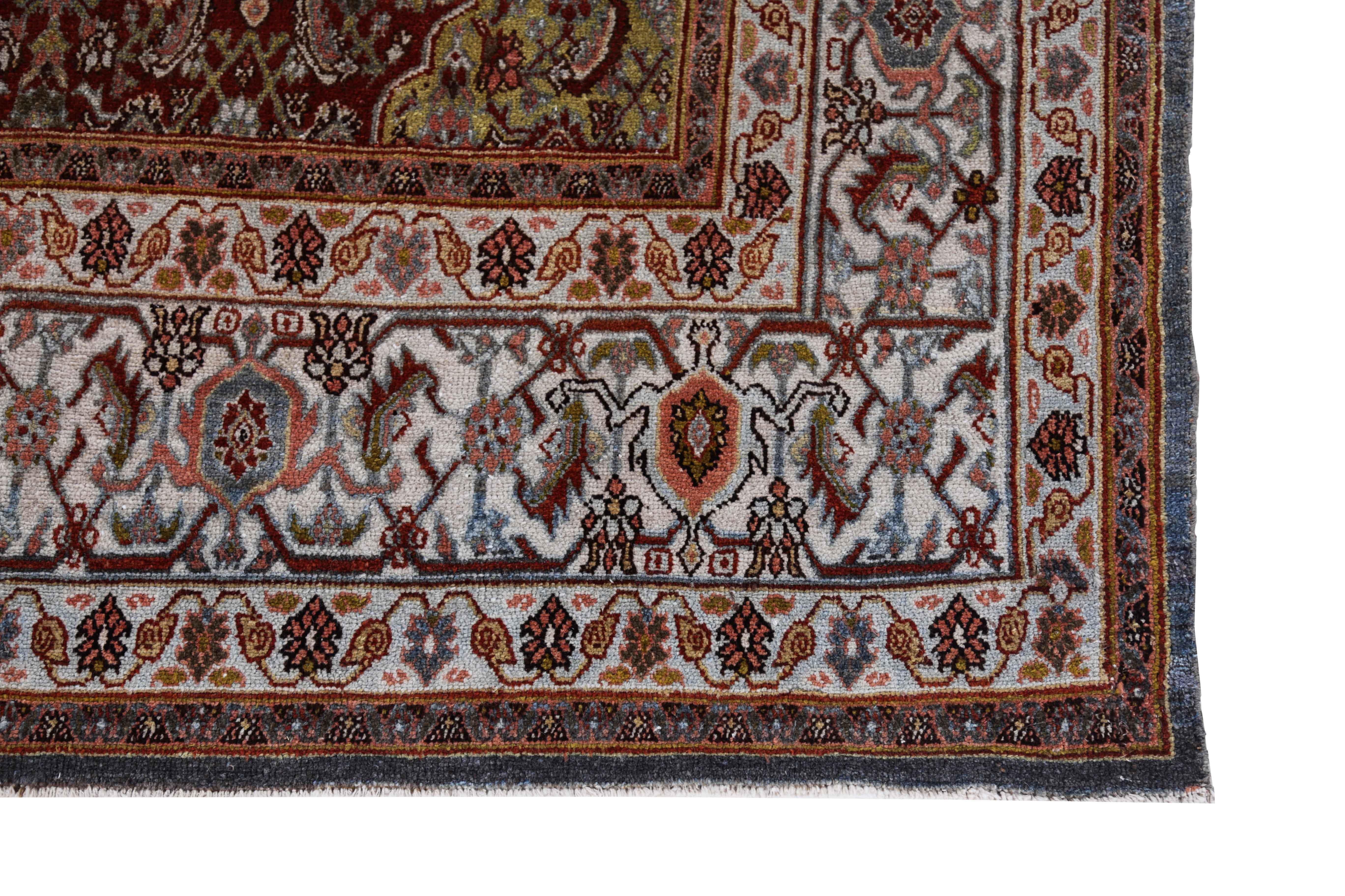 20th Century Antique Persian Area Rug Bijar Design For Sale