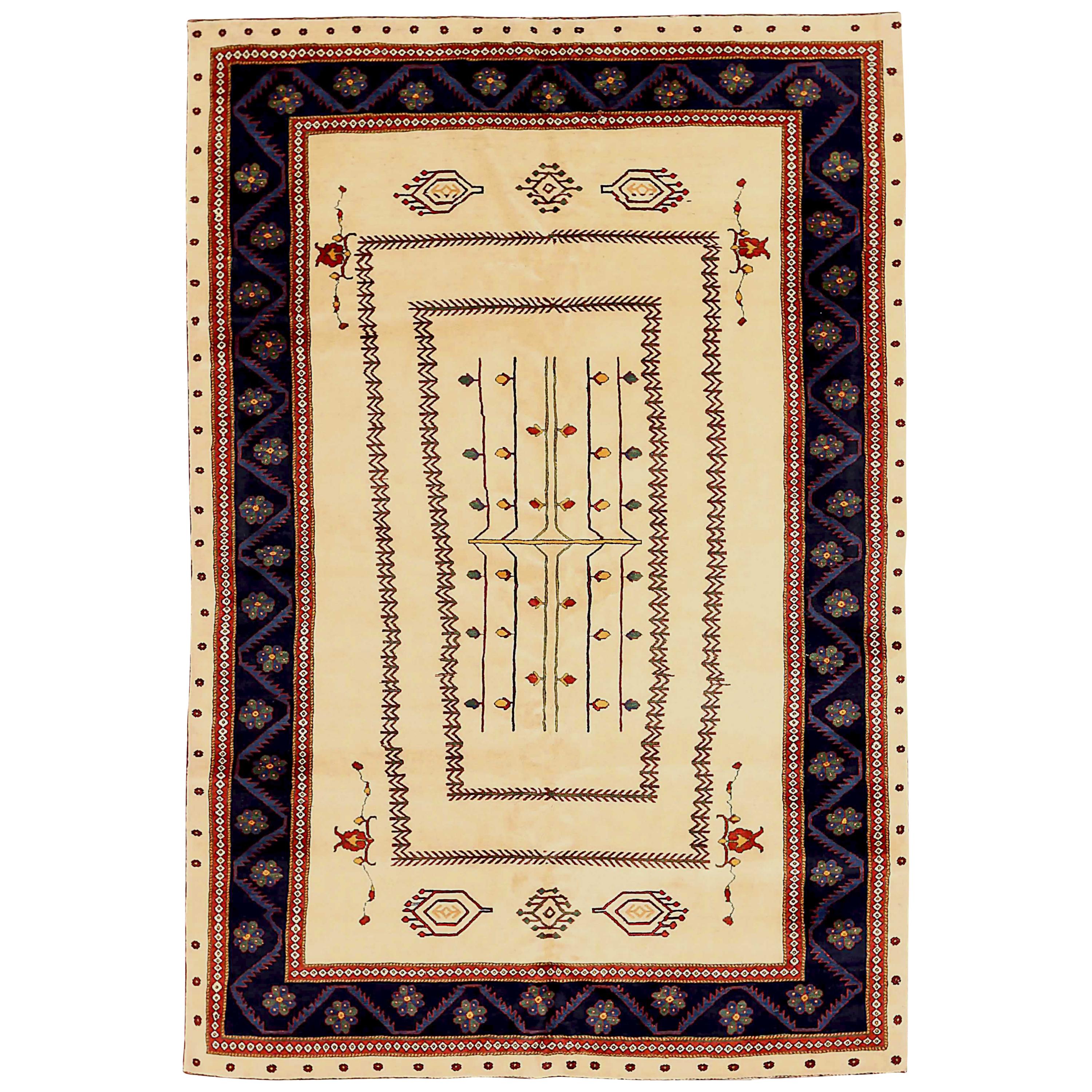 Antique Persian Area Rug Gabbeh Design For Sale