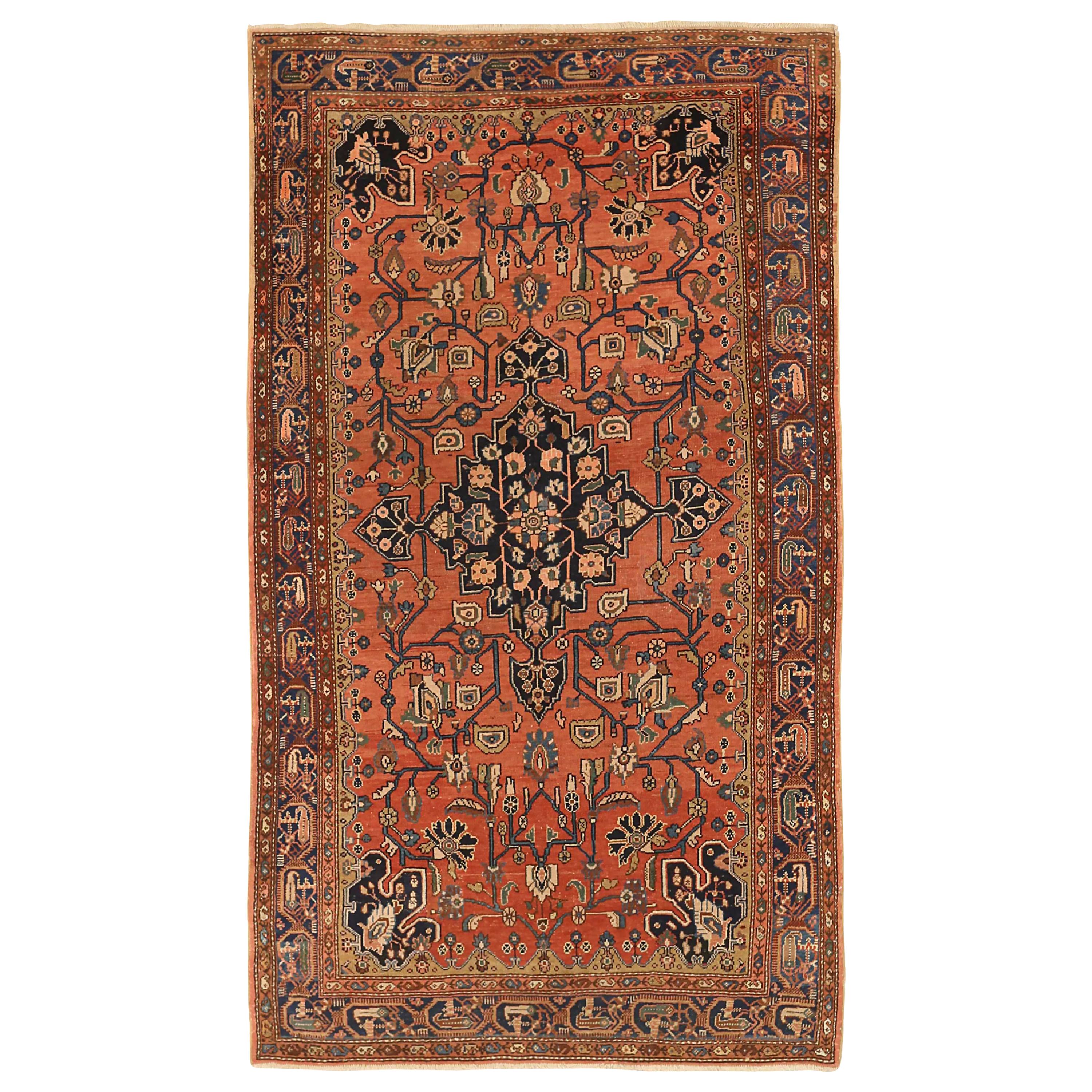 Antique Persian Area Rug Hamedan Design For Sale