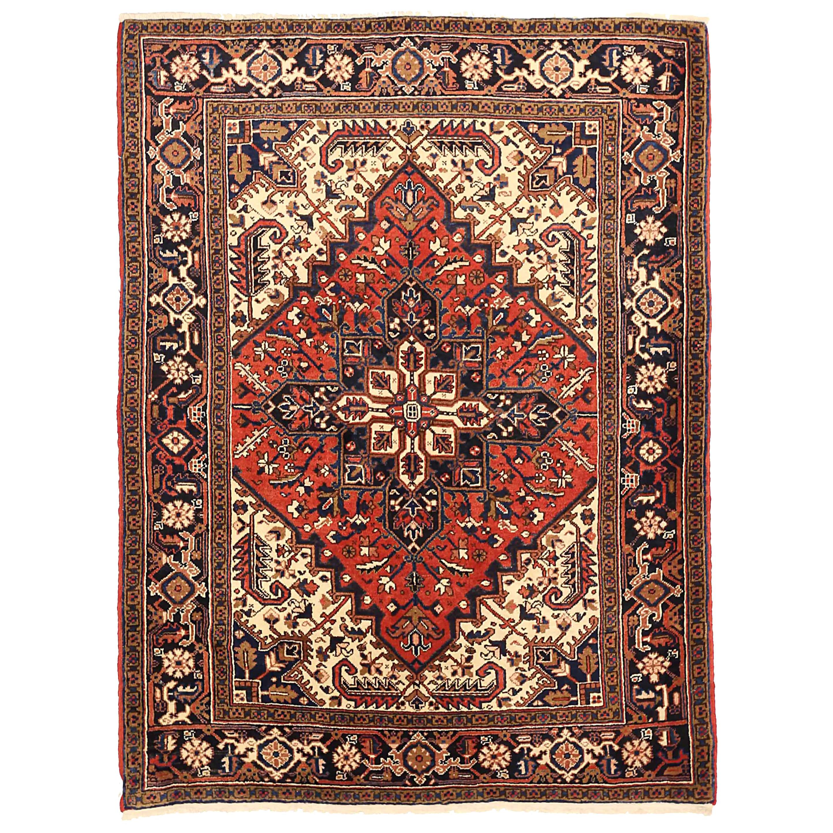 Antique Persian Area Rug Heriz Design For Sale