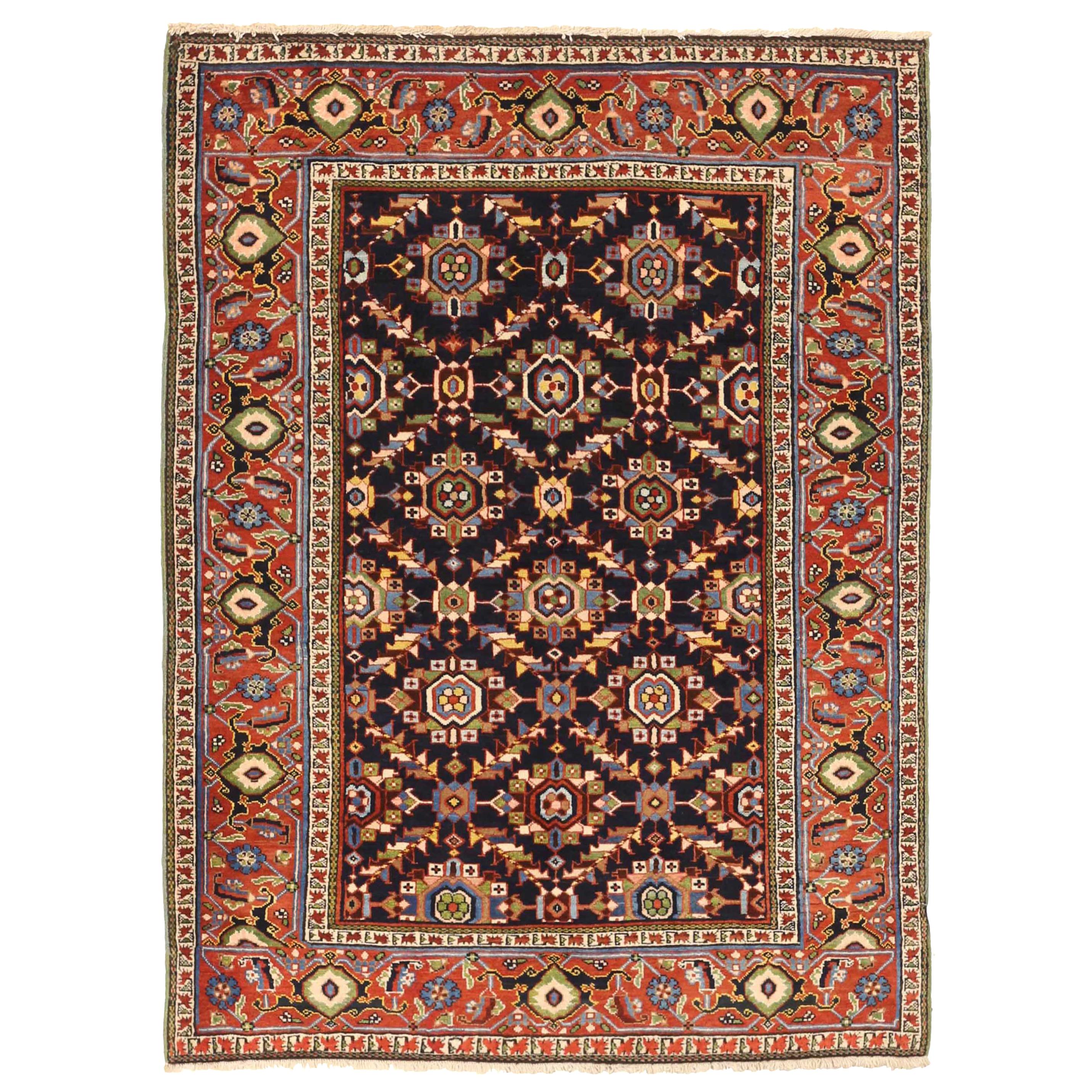 Antique Persian Area Rug Heriz Design For Sale