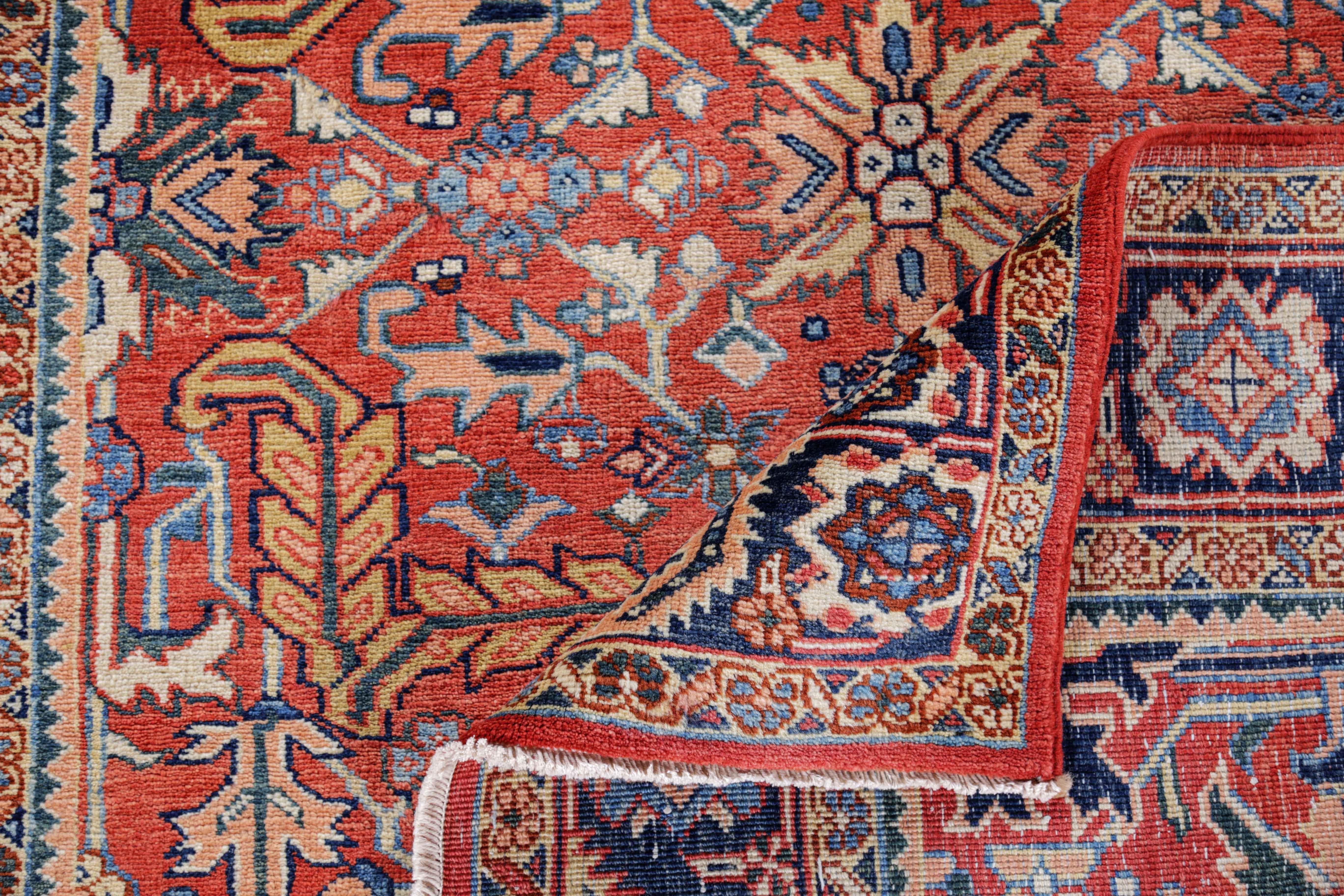 Wool Antique Persian Area Rug Heriz Design For Sale