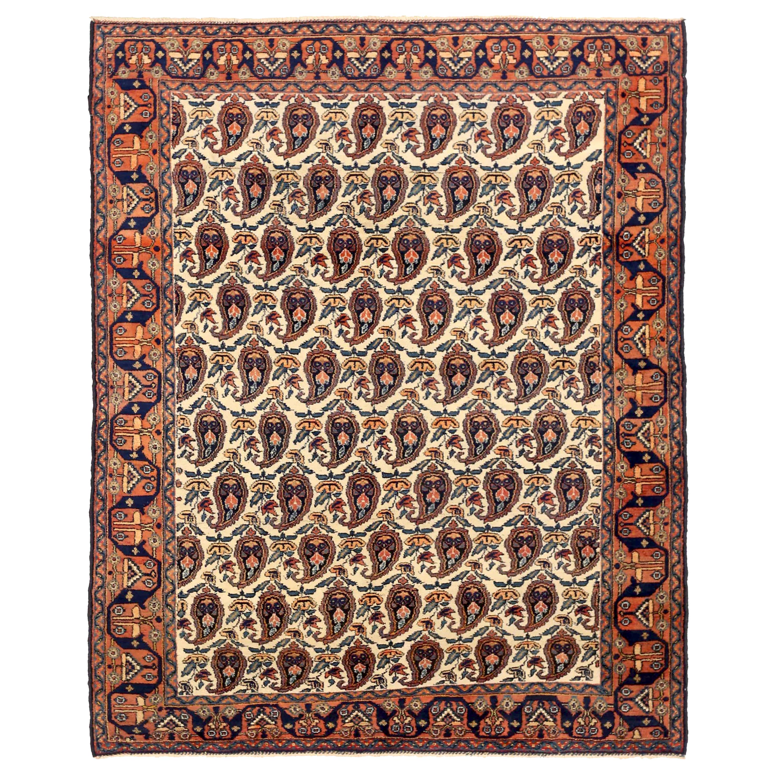 Antique Persian Area Rug Isfahan Design For Sale