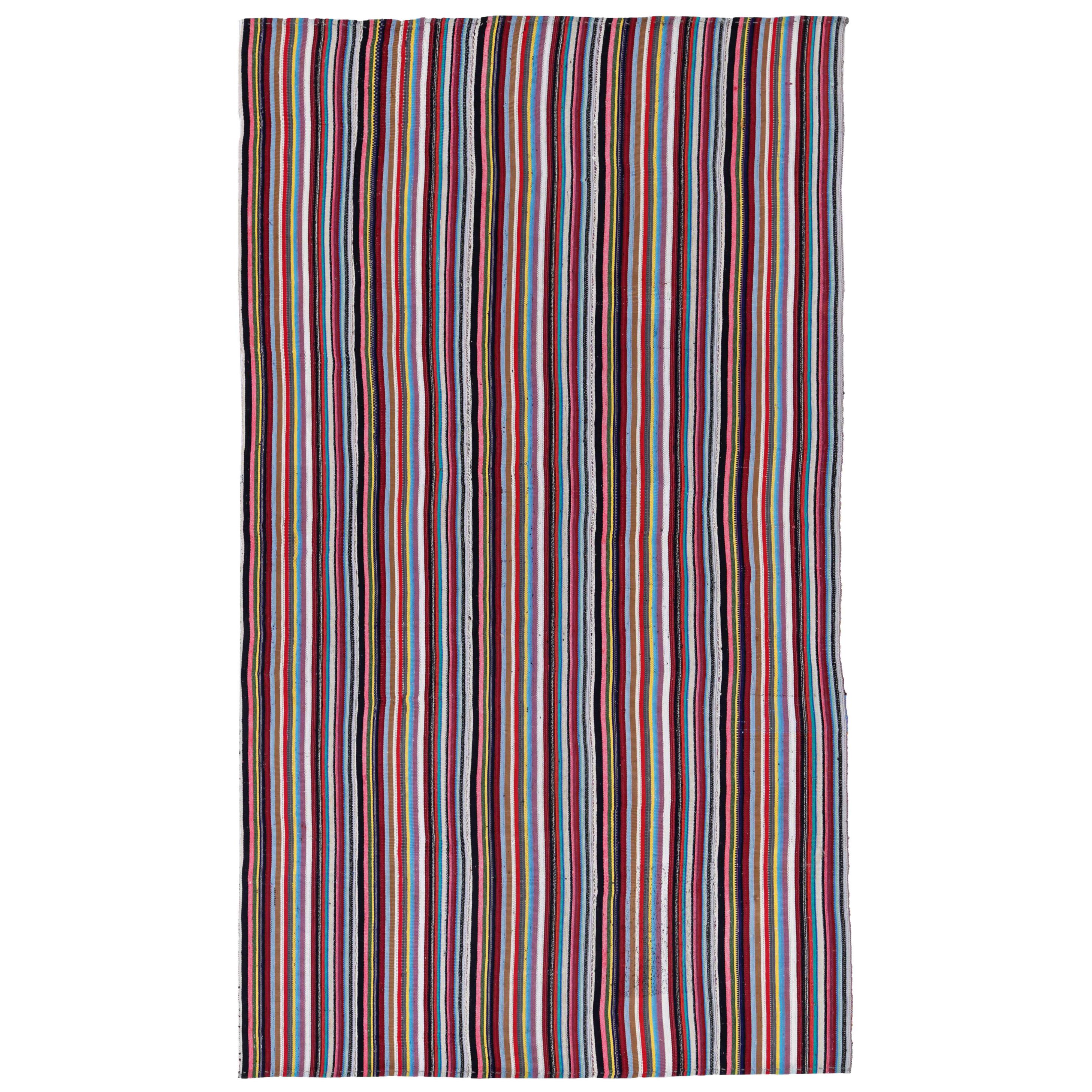 Tapis persan Jajim Circa 1910 - Laine Noir Bleu Rose Rouge pourpre - 91107