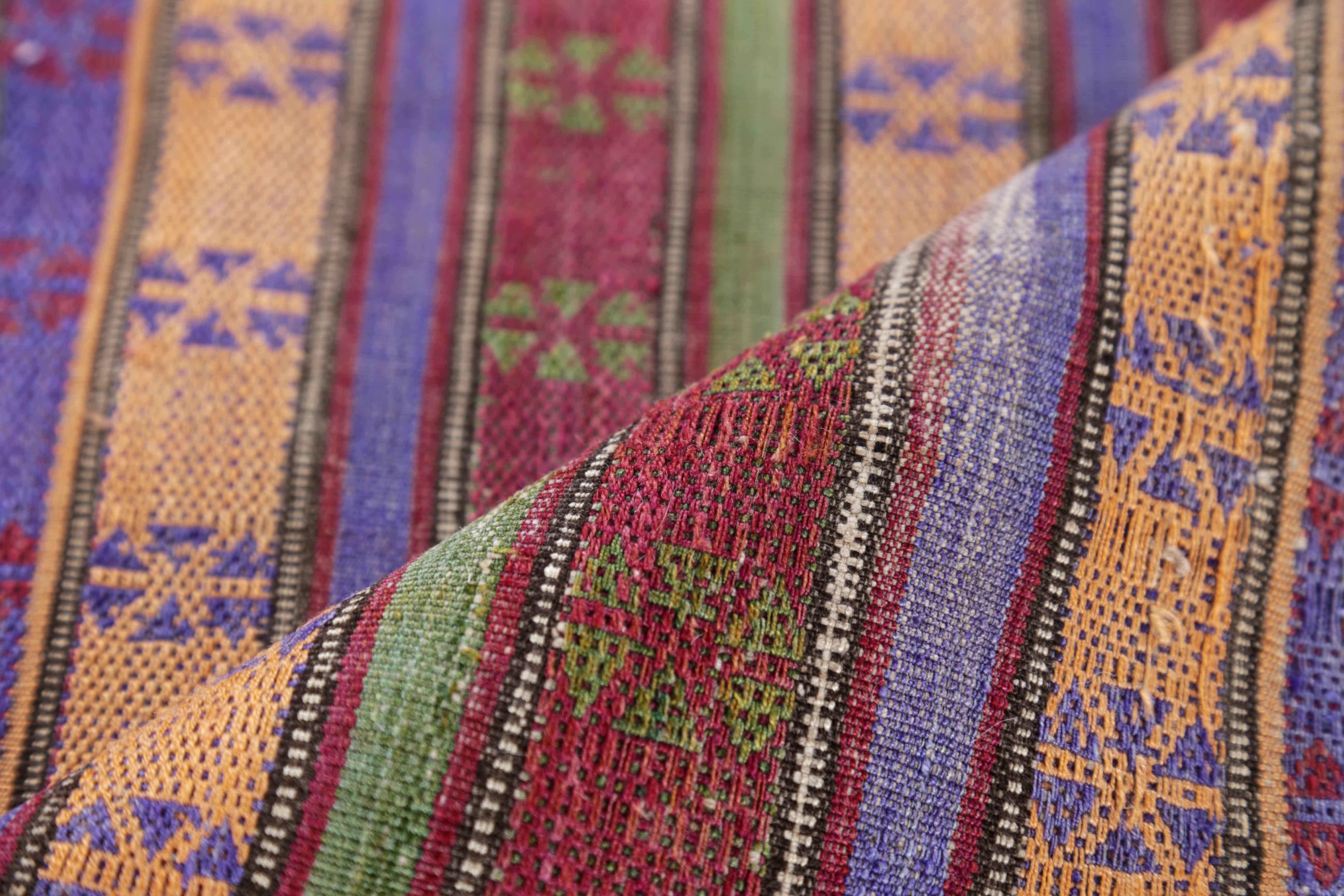 Hand-Woven Antique Persian Area Rug Jajim Design For Sale