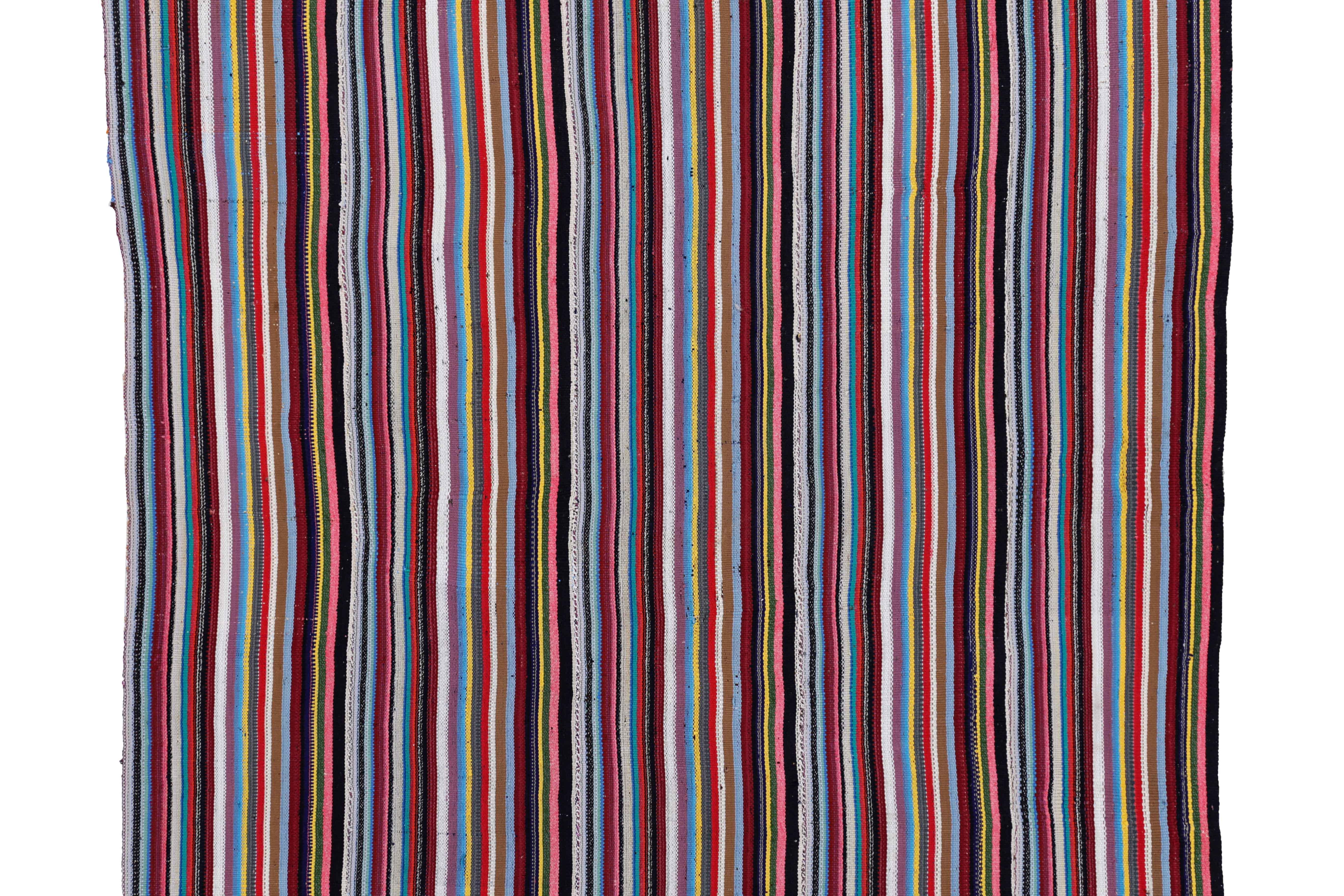 Perse Tapis persan Jajim Circa 1910 - Laine Noir Bleu Rose Rouge pourpre - 91107 en vente