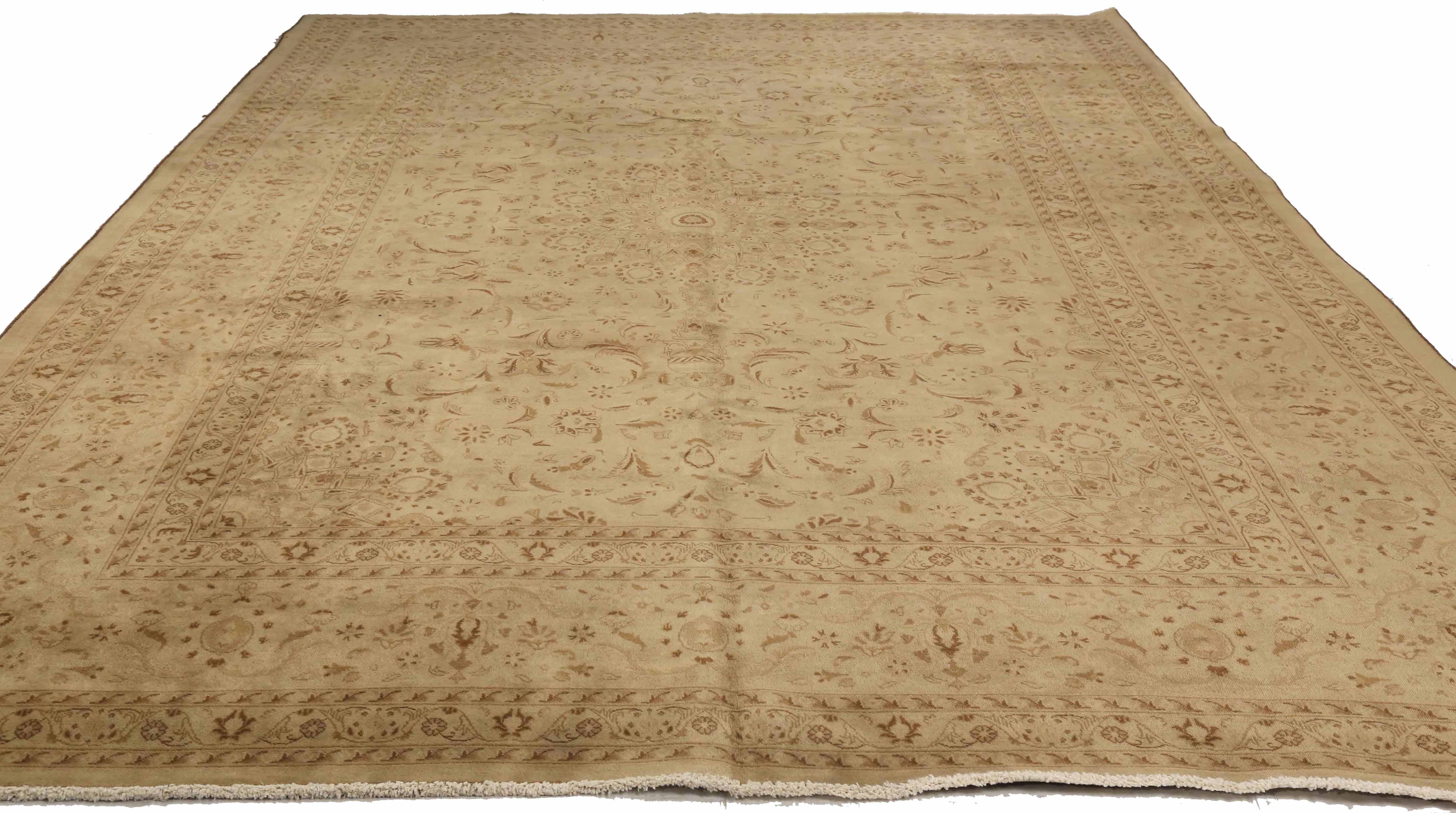 Antique persian area rug handwoven from the finest sheep’s wool. It’s colored with all-natural vegetable dyes that are safe for humans and pets. It’s a traditional Kashmir design handwoven by expert artisans. It’s a lovely area rug that can be