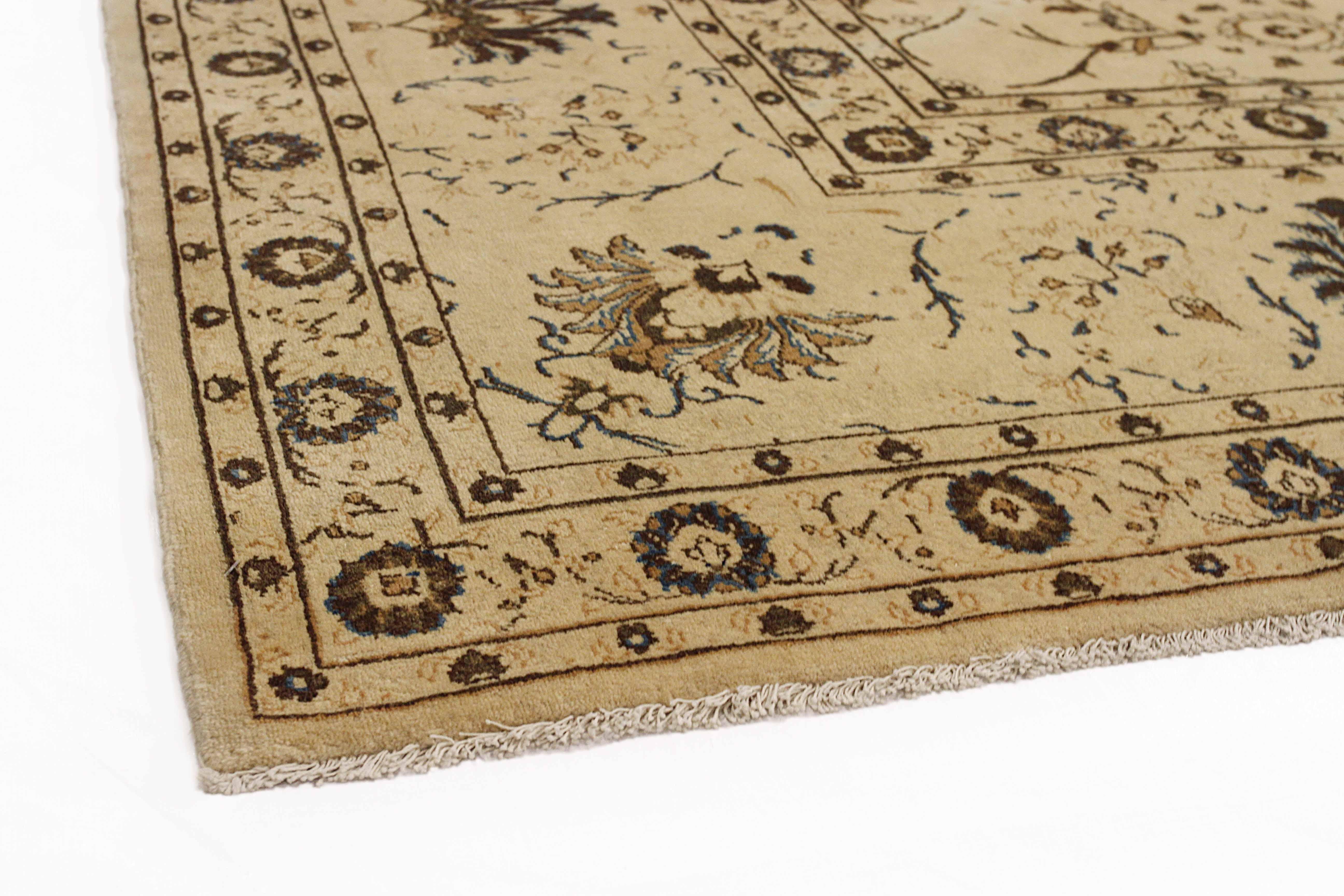 Hand-Woven Antique Persian Area Rug Kashan Design For Sale