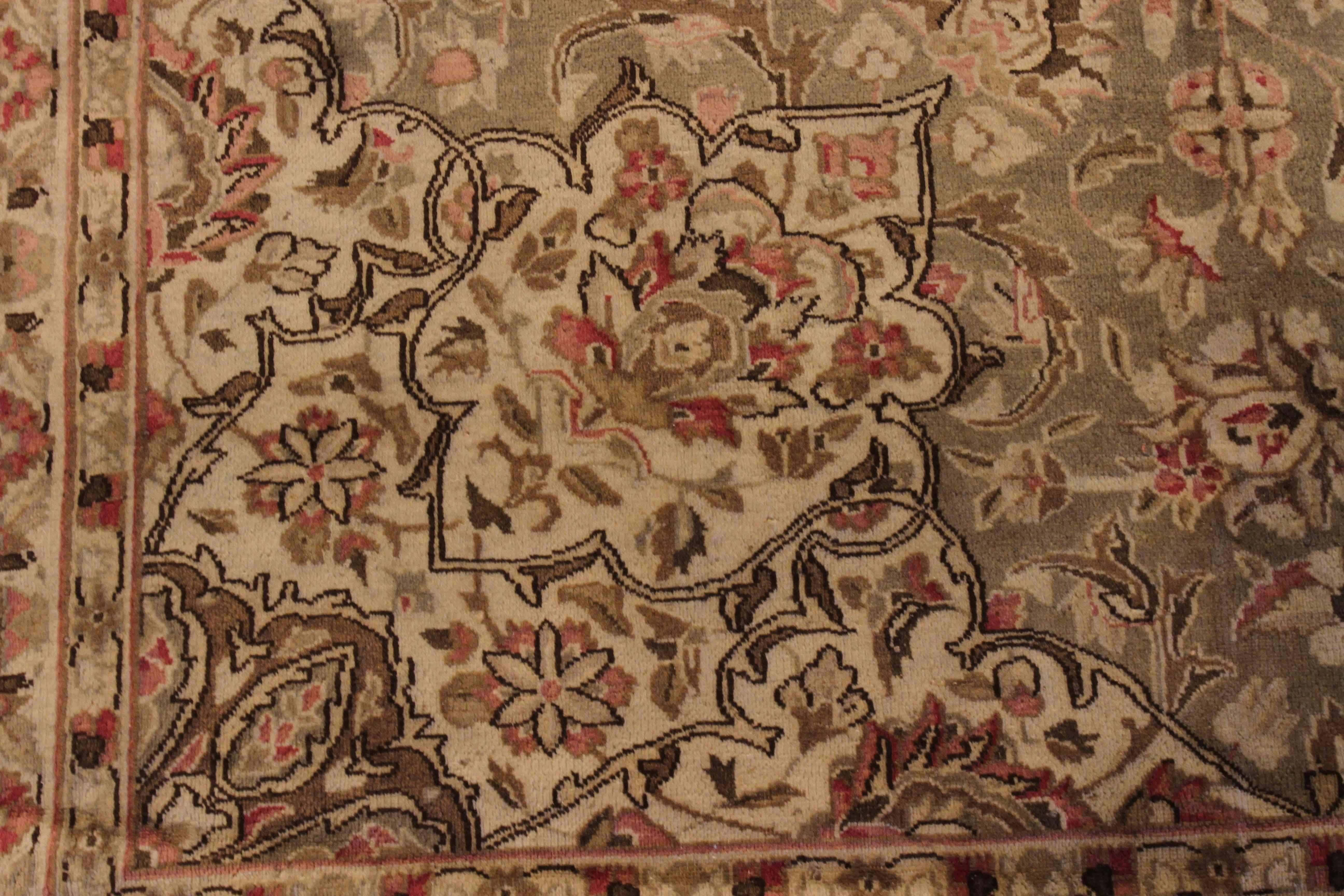 Hand-Woven Antique Persian Area Rug Kerman Design For Sale
