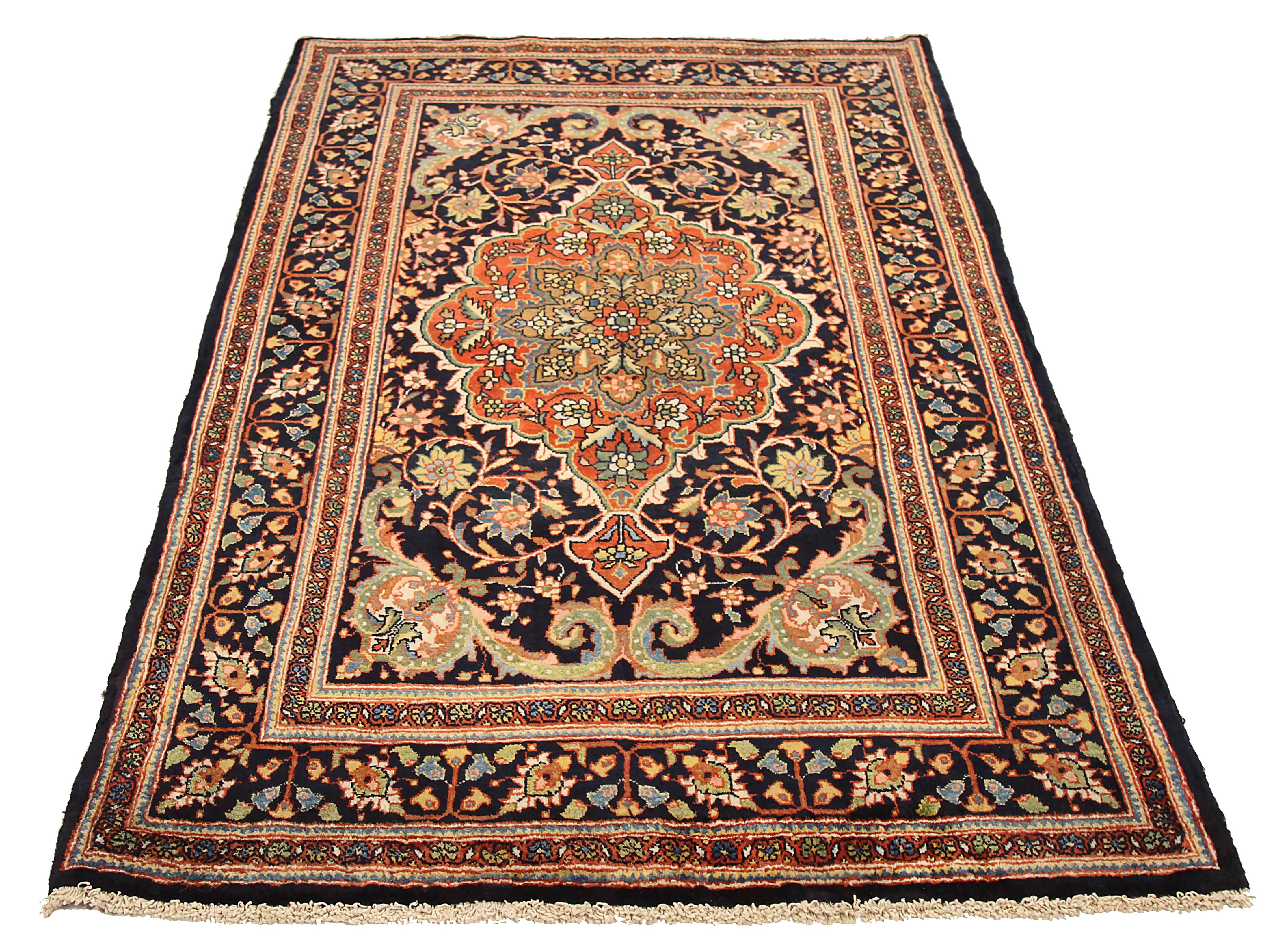 Antique Persian area rug handwoven from the finest sheep’s wool. It’s colored with all-natural vegetable dyes that are safe for humans and pets. It’s a traditional Kermanshah design handwoven by expert artisans. It’s a lovely area rug that can be