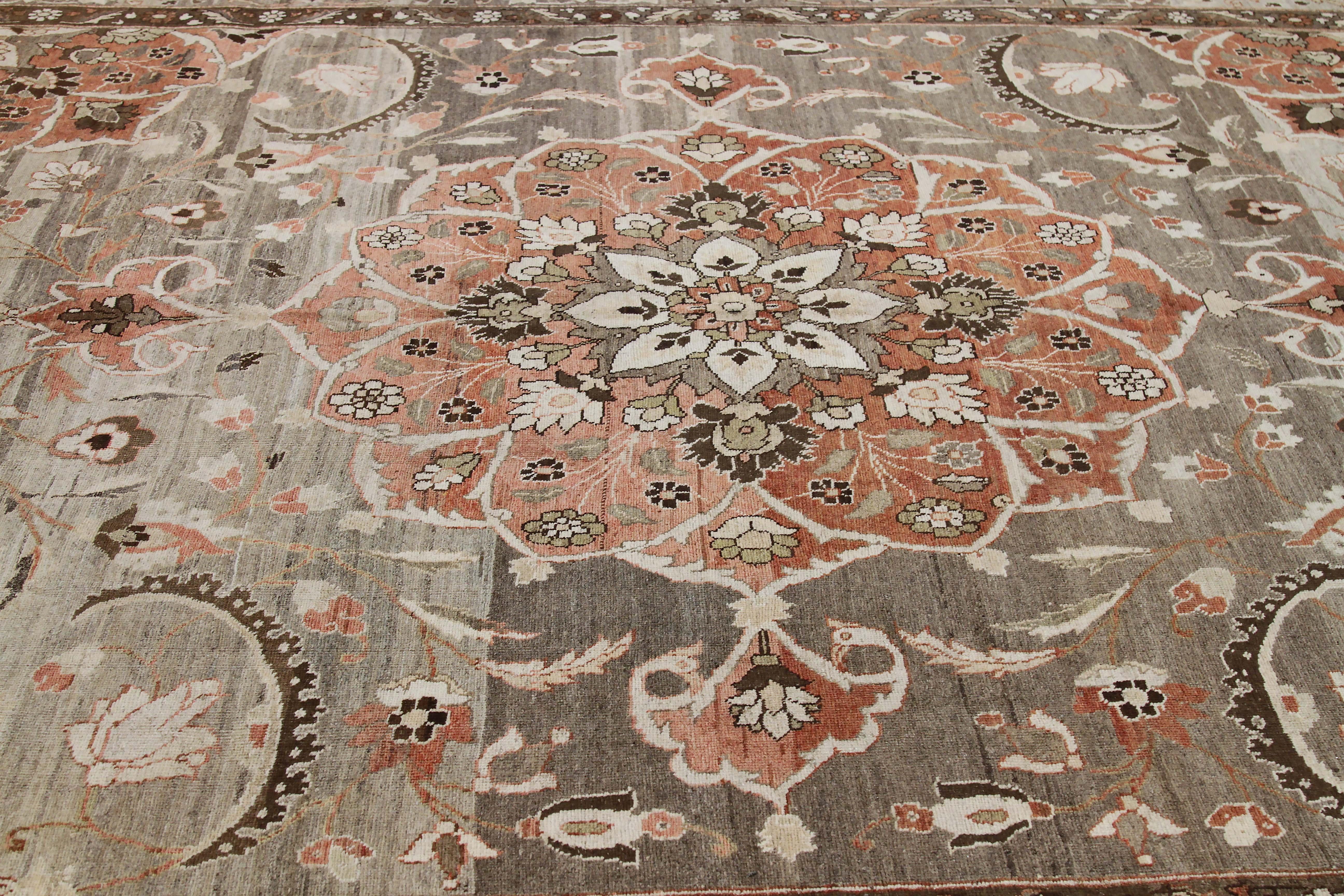 Hand-Woven Antique Persian Area Rug Khoi Design For Sale
