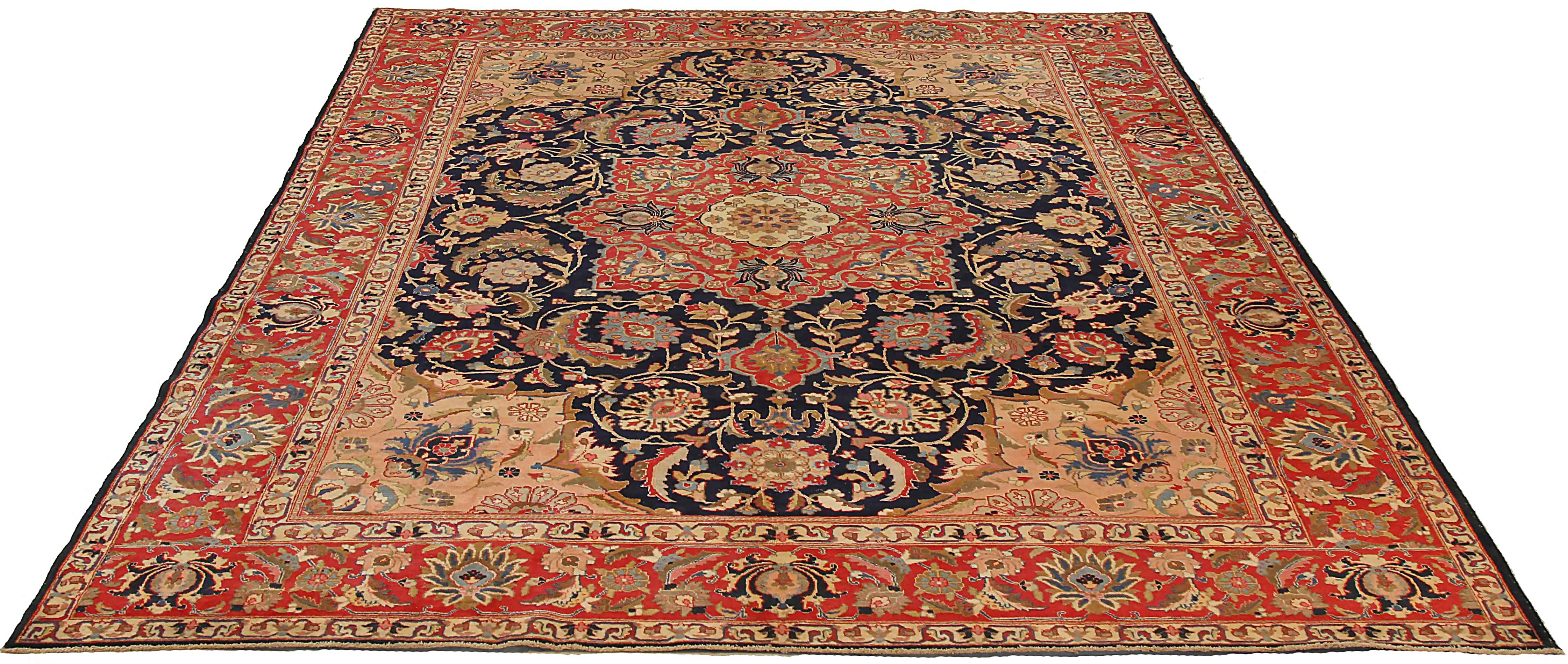 Antique Persian area rug handwoven from the finest sheep’s wool. It’s colored with all-natural vegetable dyes that are safe for humans and pets. It’s a traditional Khoy design handwoven by expert artisans. It’s a lovely area rug that can be