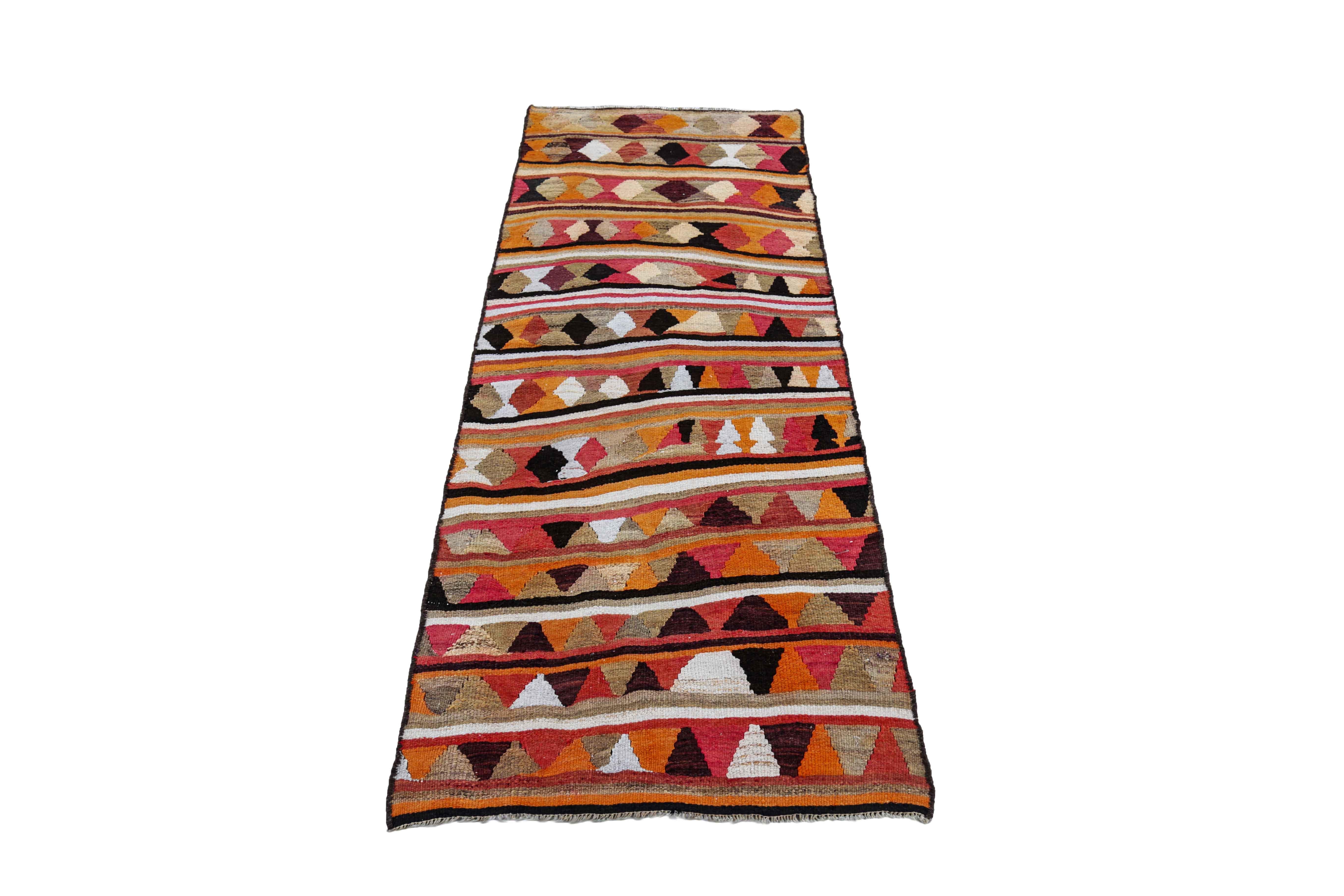 Antique Persian area rug handwoven from the finest sheep’s wool. It’s colored with all-natural vegetable dyes that are safe for humans and pets. It’s a traditional Kilim design handwoven by expert artisans. It’s a lovely area rug that can be