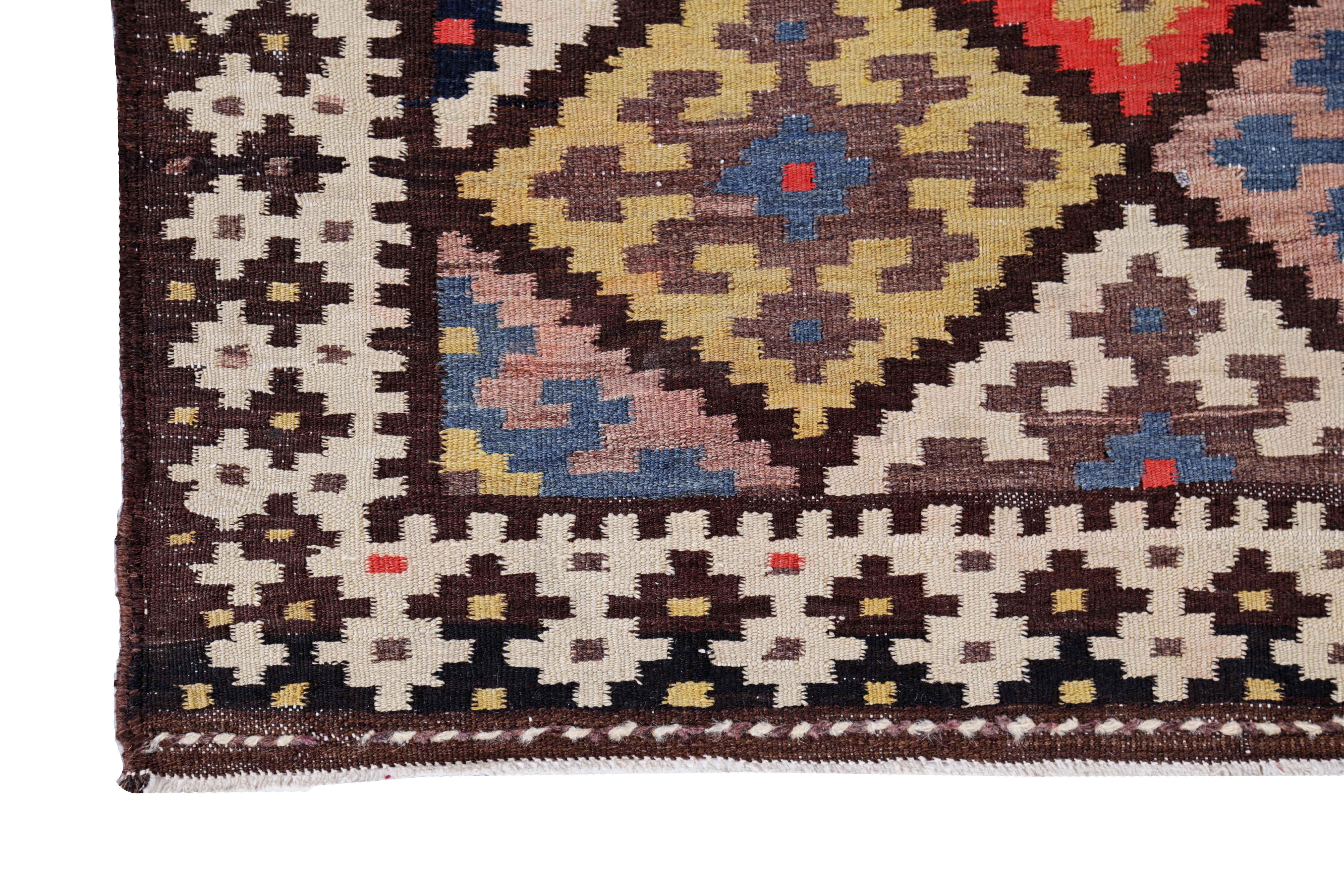 20th Century Antique Persian Area Rug Kilim Design For Sale