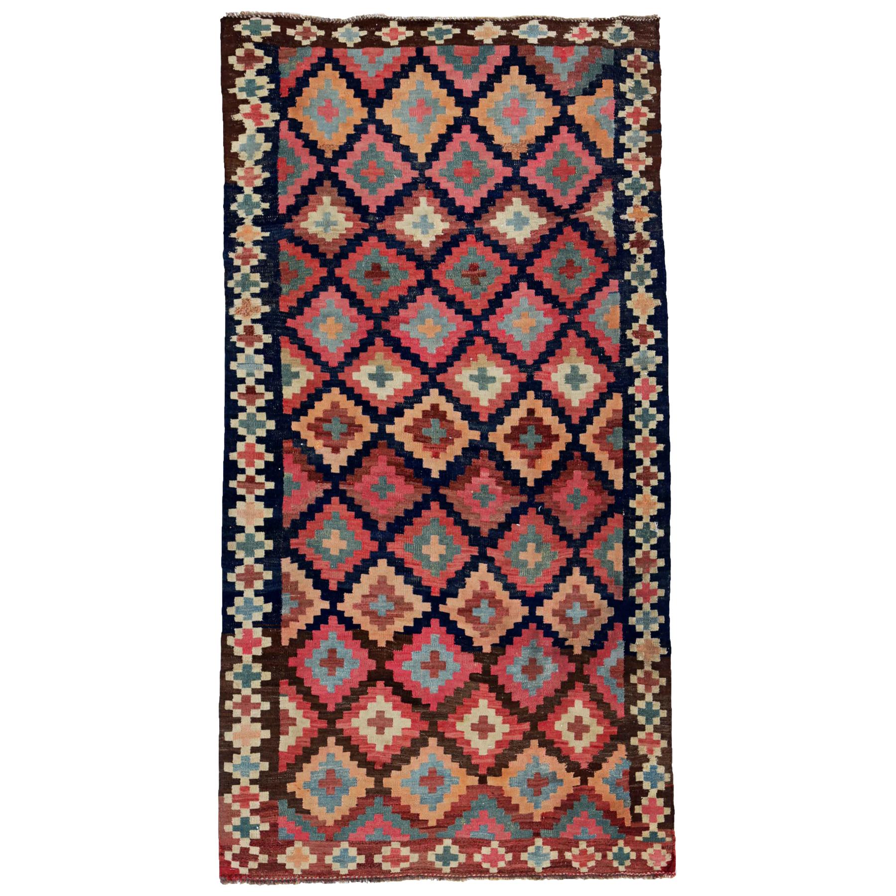 Antique Persian Area Rug Kilim Design
