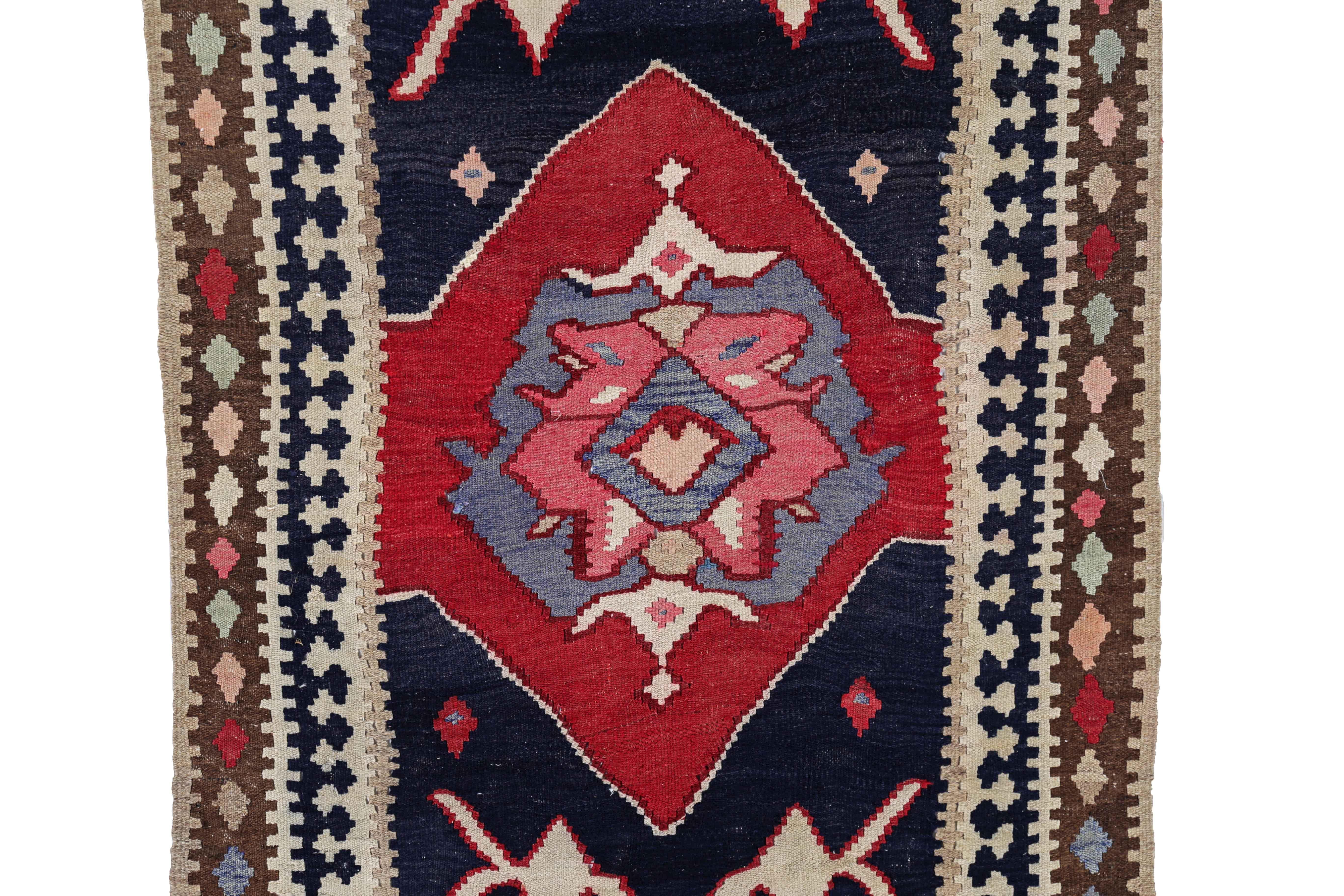 Hand-Woven Antique Persian Area Rug Kilim Design For Sale