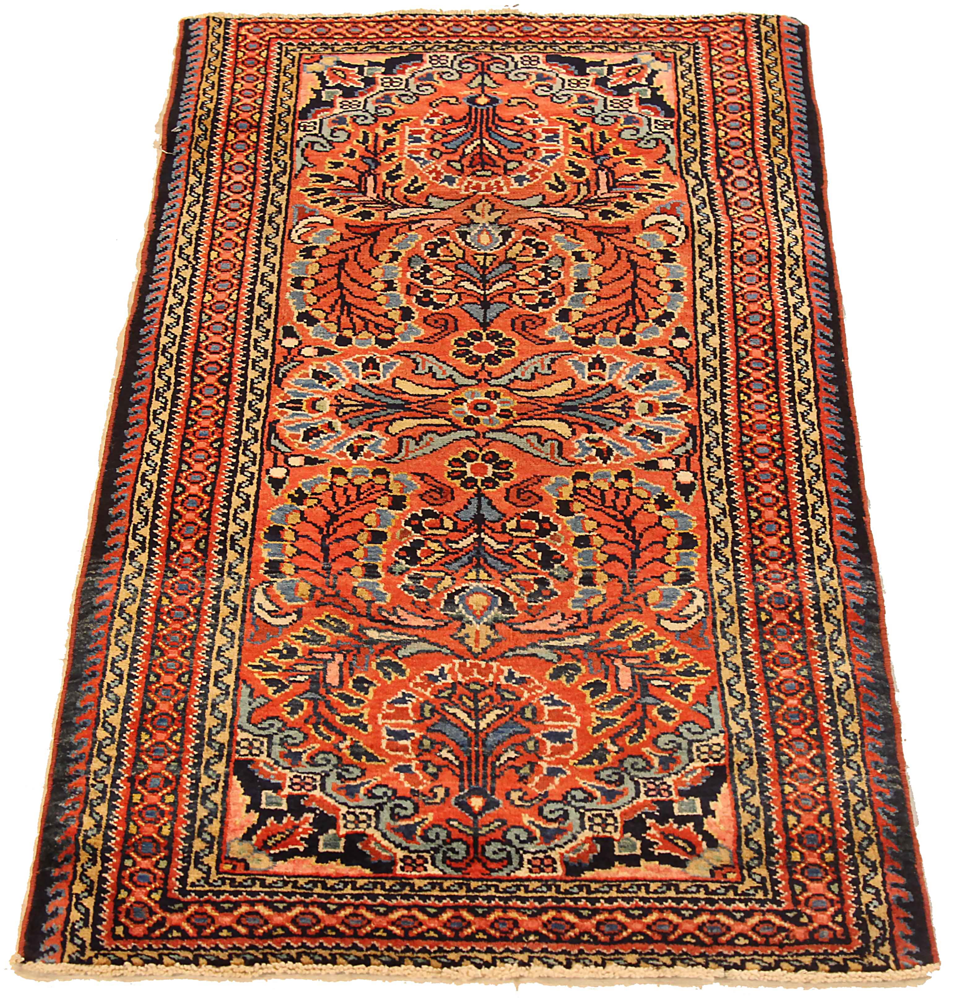 Antique Persian area rug handwoven from the finest sheep’s wool. It’s colored with all-natural vegetable dyes that are safe for humans and pets. It’s a traditional Lilian design handwoven by expert artisans. It’s a lovely area rug that can be
