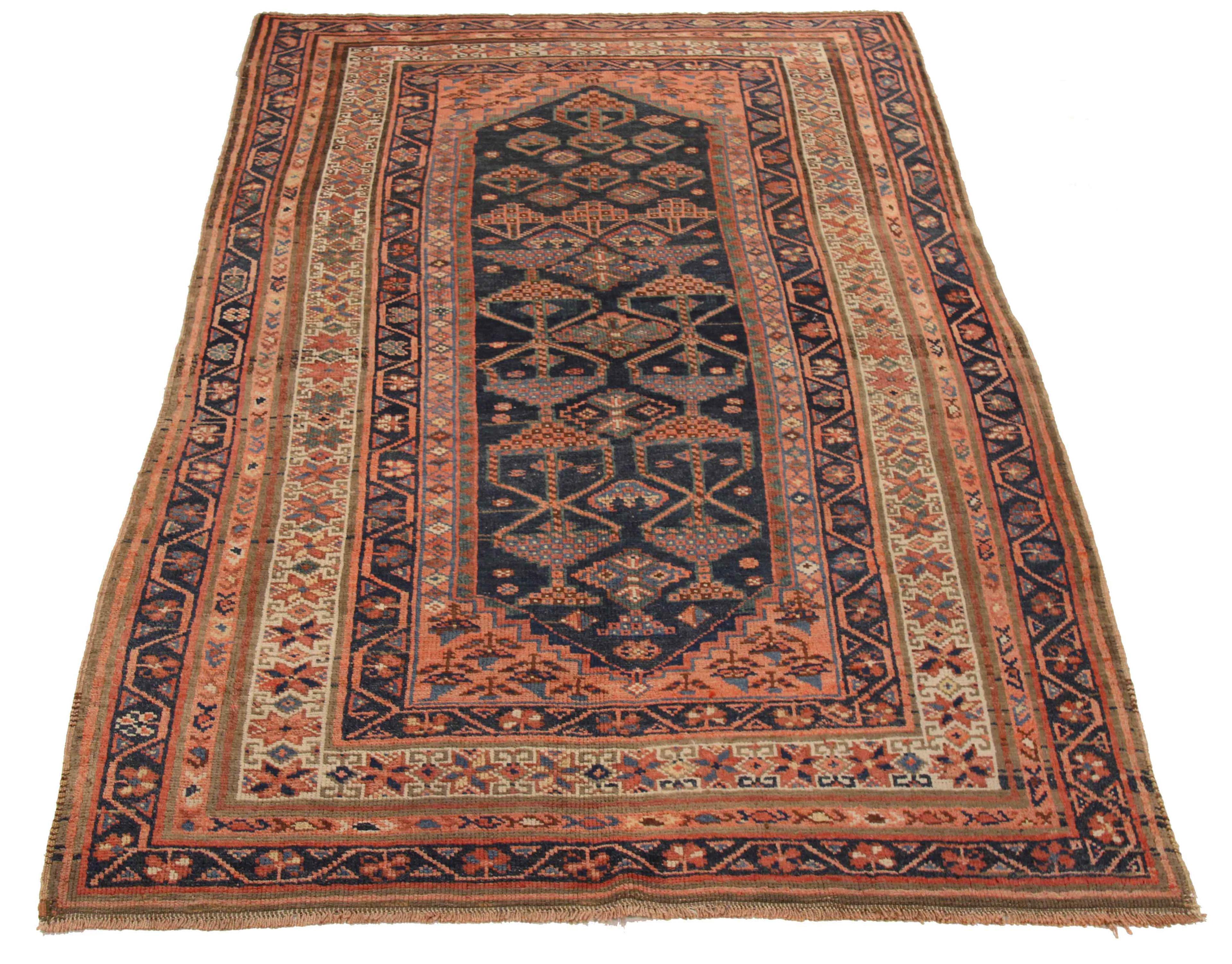 Antique Persian area rug handwoven from the finest sheep’s wool. It’s colored with all-natural vegetable dyes that are safe for humans and pets. It’s a traditional Lori design handwoven by expert artisans. It’s a lovely area rug that can be