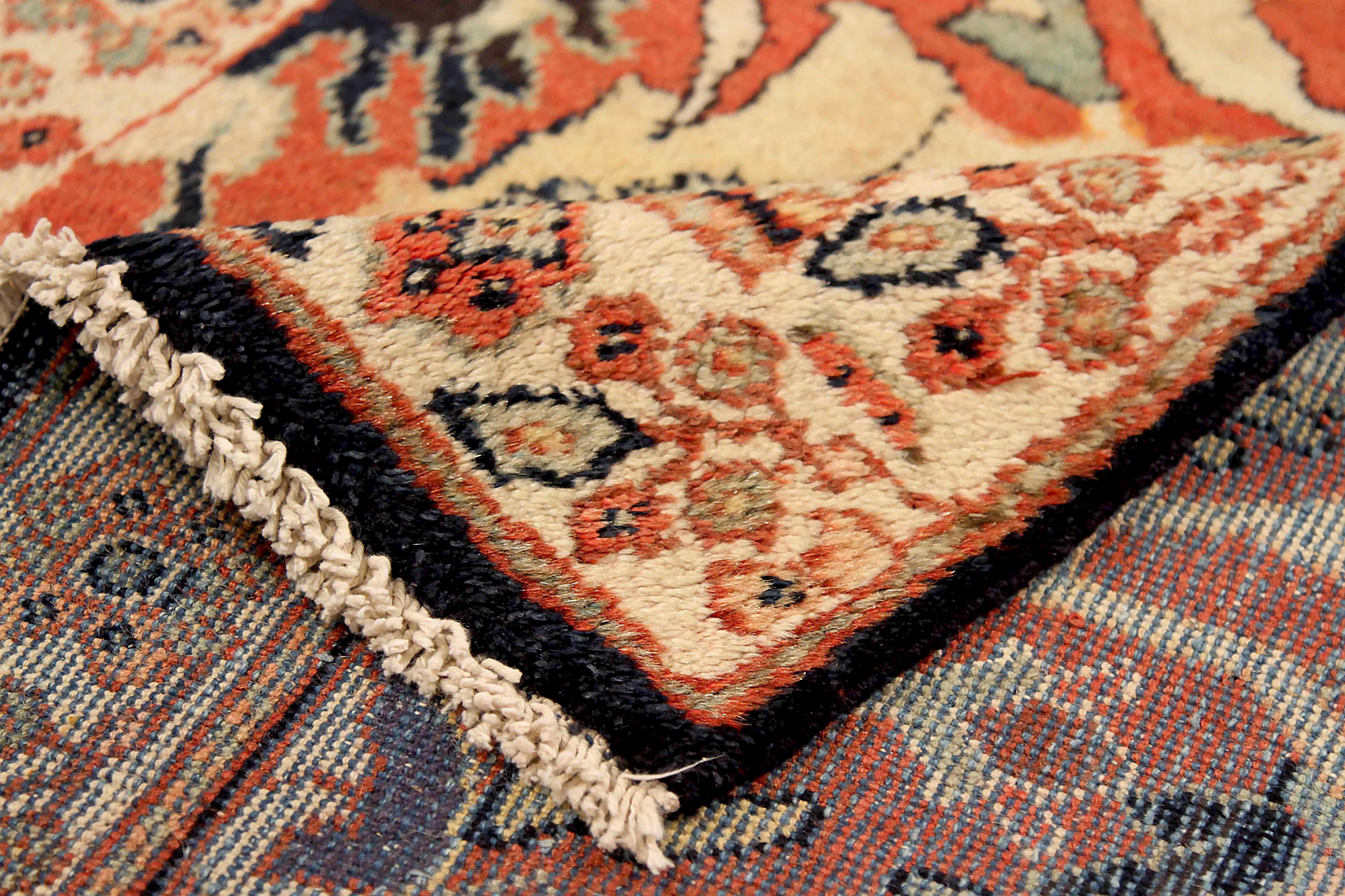 Hand-Woven Antique Persian Area Rug Mahal Design For Sale