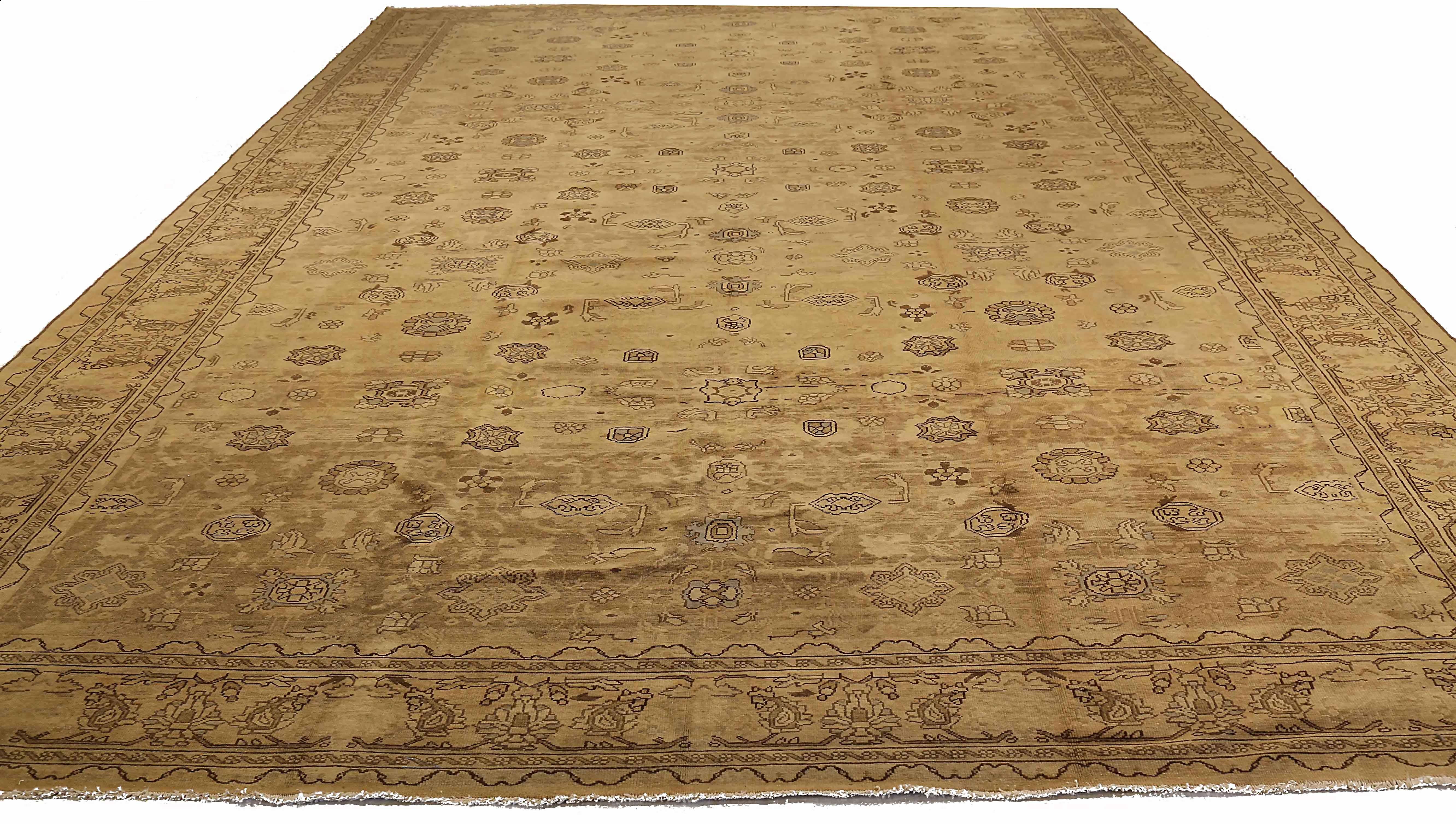 Antique Persian area rug handwoven from the finest sheep’s wool. It’s colored with all-natural vegetable dyes that are safe for humans and pets. It’s a traditional Malayer design handwoven by expert artisans. It’s a lovely area rug that can be