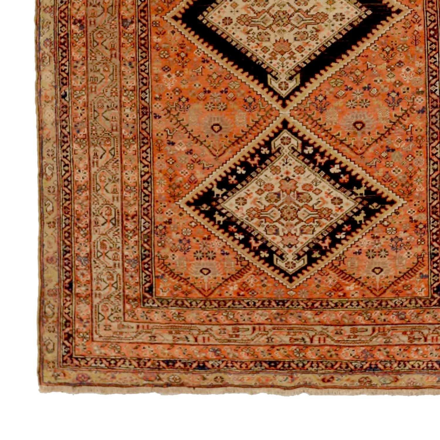 Hand-Woven Antique Persian Area Rug Malayer Design For Sale