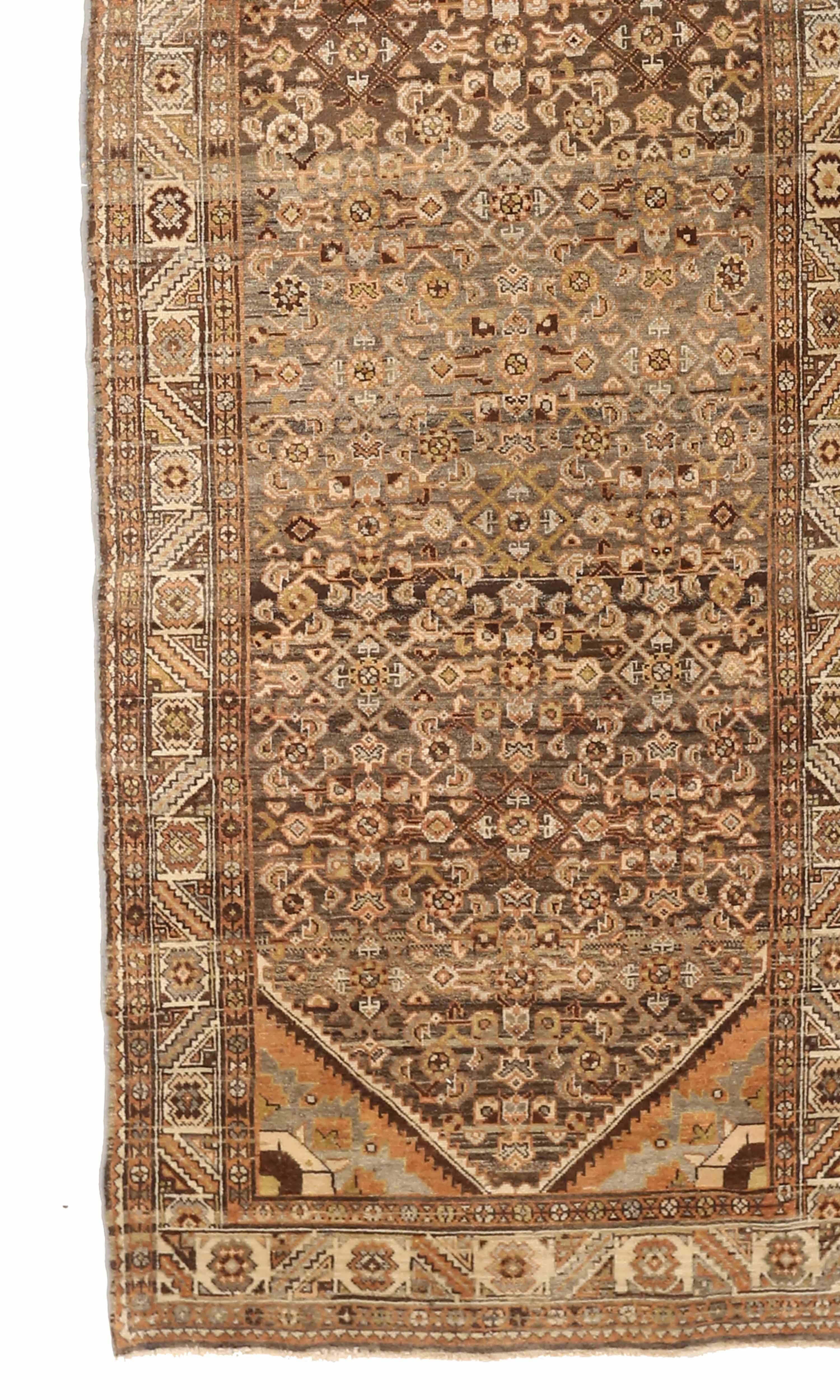 Hand-Woven Antique Persian Area Rug Malayer Design For Sale