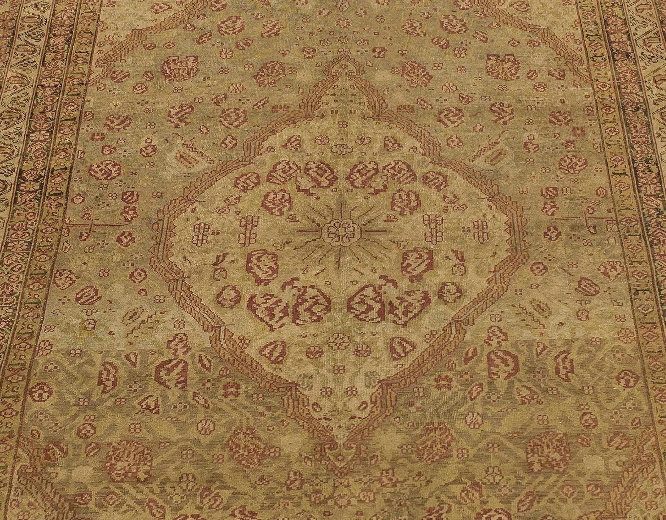 Hand-Woven Antique Persian Area Rug Malayer Design For Sale