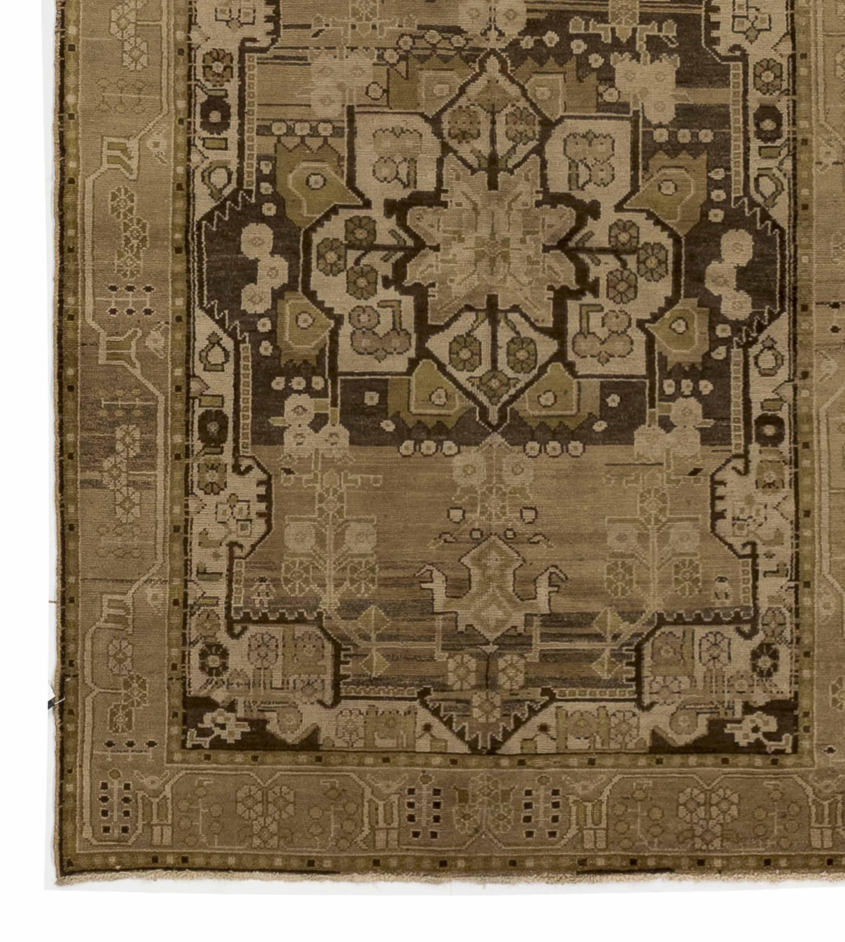 Hand-Woven Antique Persian Area Rug Malayer Design, For Sale