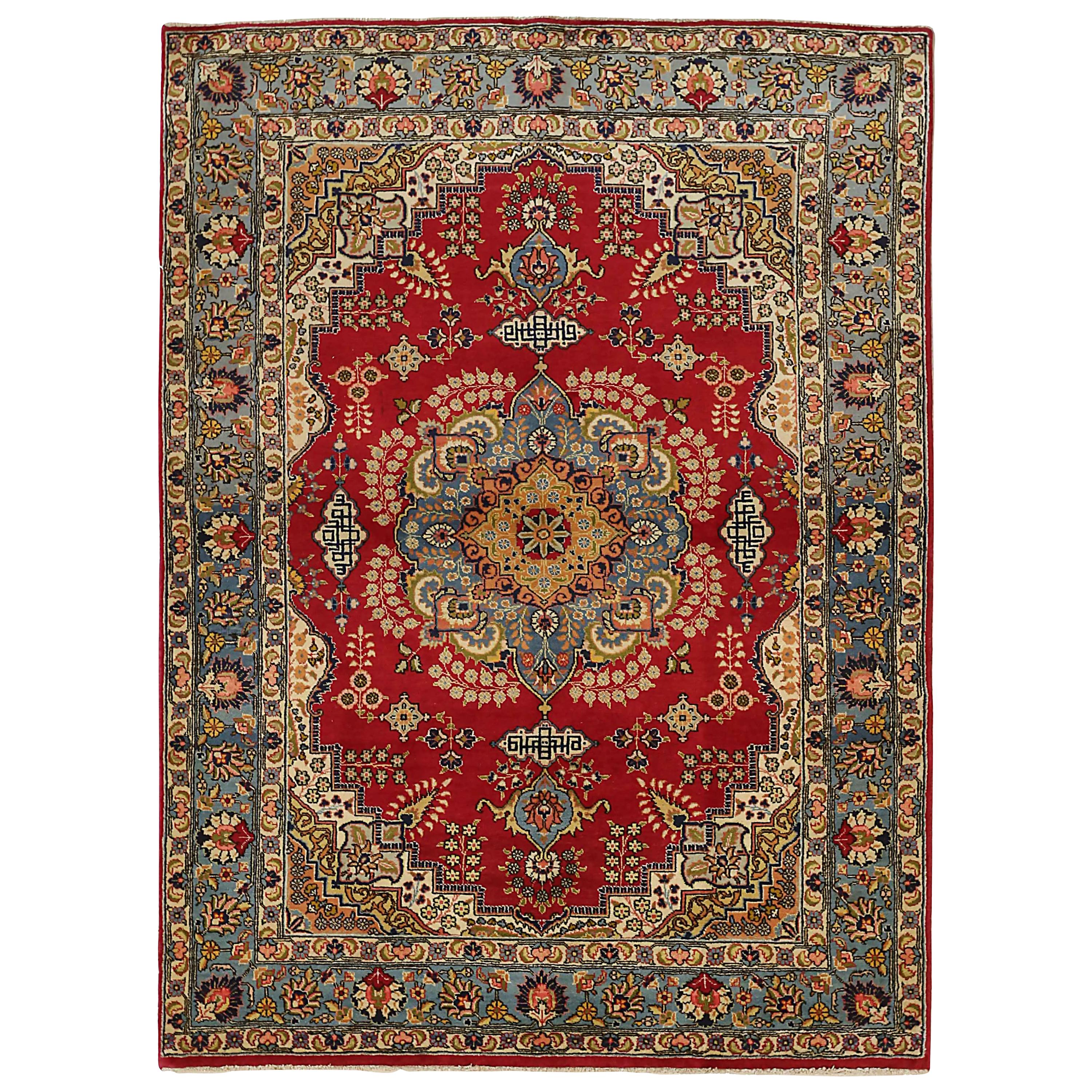 Antiker persischer Teppich im Mashad-Design im Angebot