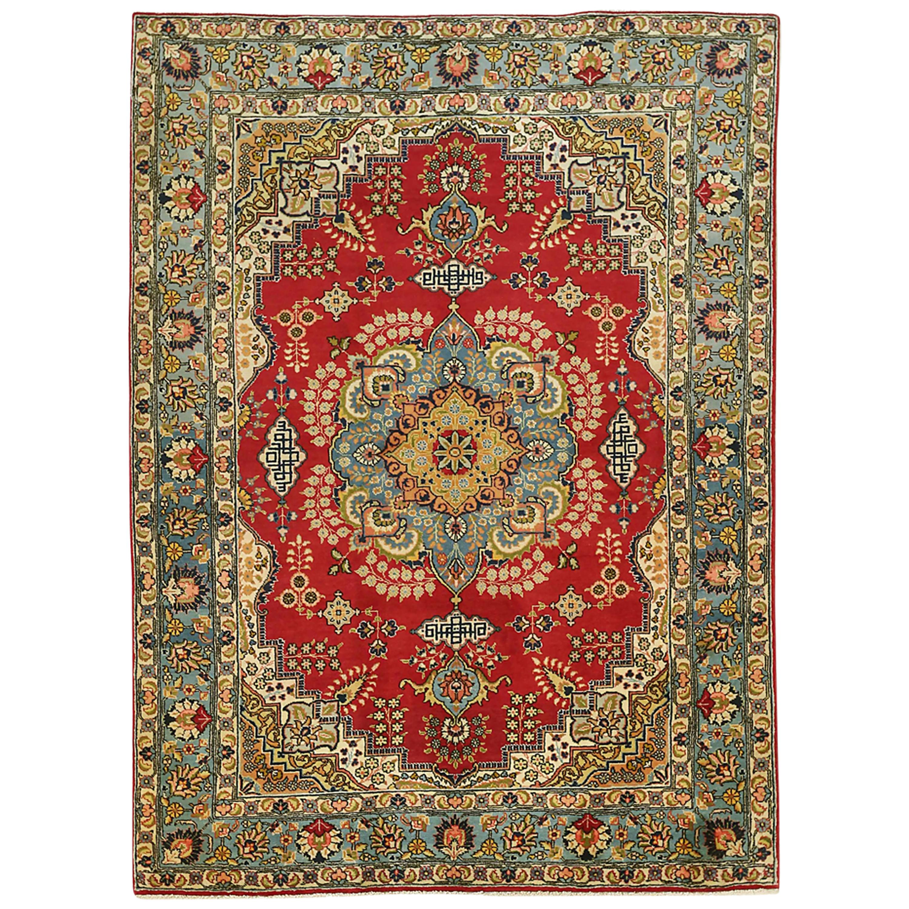 Antique Persian Area Rug Mashad Design For Sale